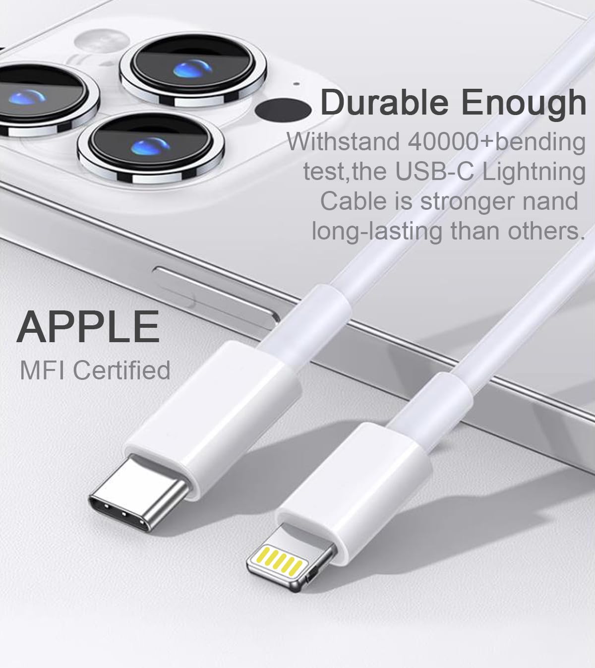 VFZYAN 2 Pack USB C to iPhone Fast Charger Cable, 20W PD Fast Charging Cable (2M/6.6ft) for iPhone 14/13/12/11/Pro Max/Mini/XS/XR/X & iPad - Perfect for Home, Office & Travel Charging