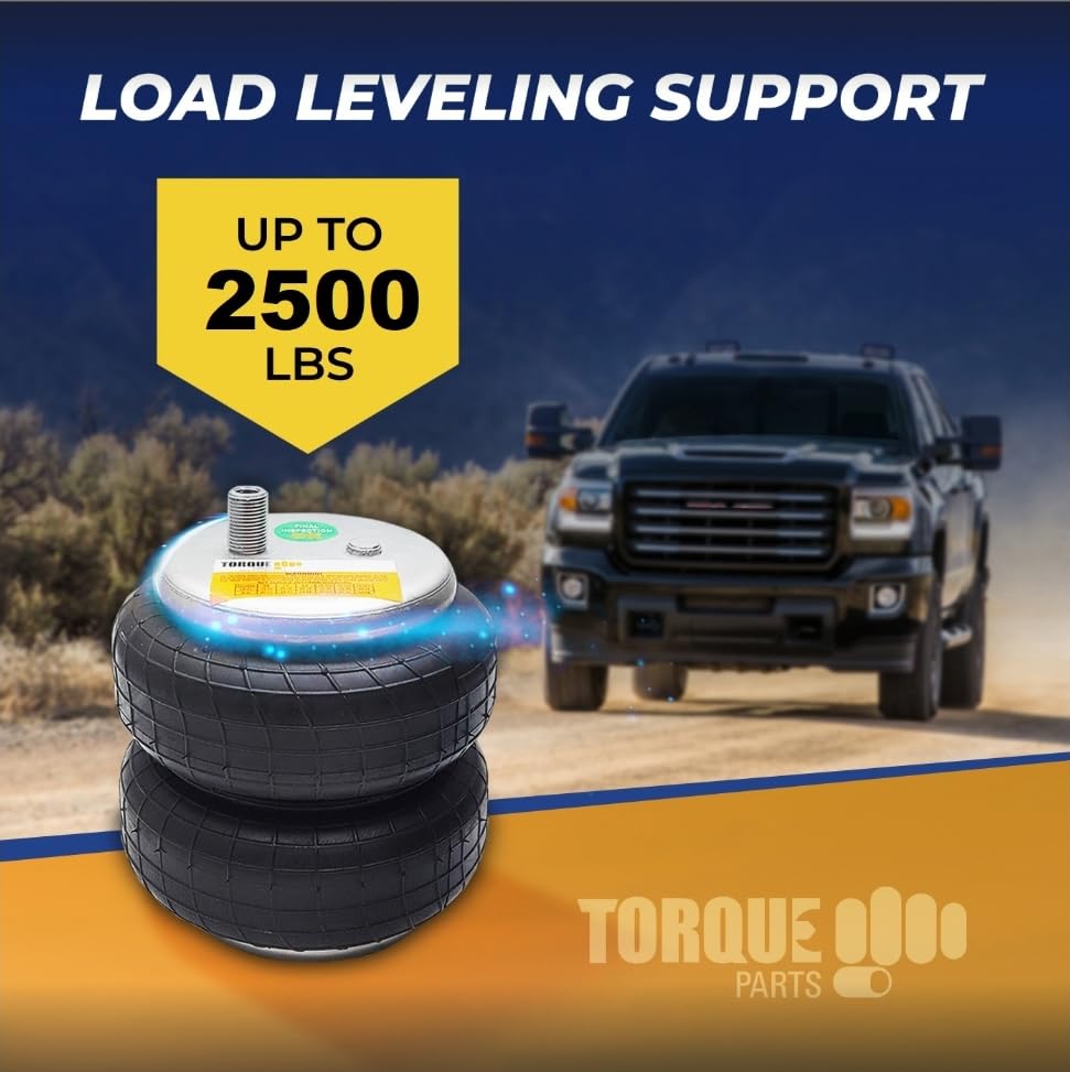 TORQUE 6781 Air Bag Replacement for Firestone Ride Rite 6781 & 6957 - Compatible with Torque Airbag Suspension Kits, Includes Fittings & Tubing (Replaces Firestone 6781 & 6957 Air Bags) - Perfect for Heavy-Duty Trucks, Towing, and Improved Ride Comfort (TR6781)