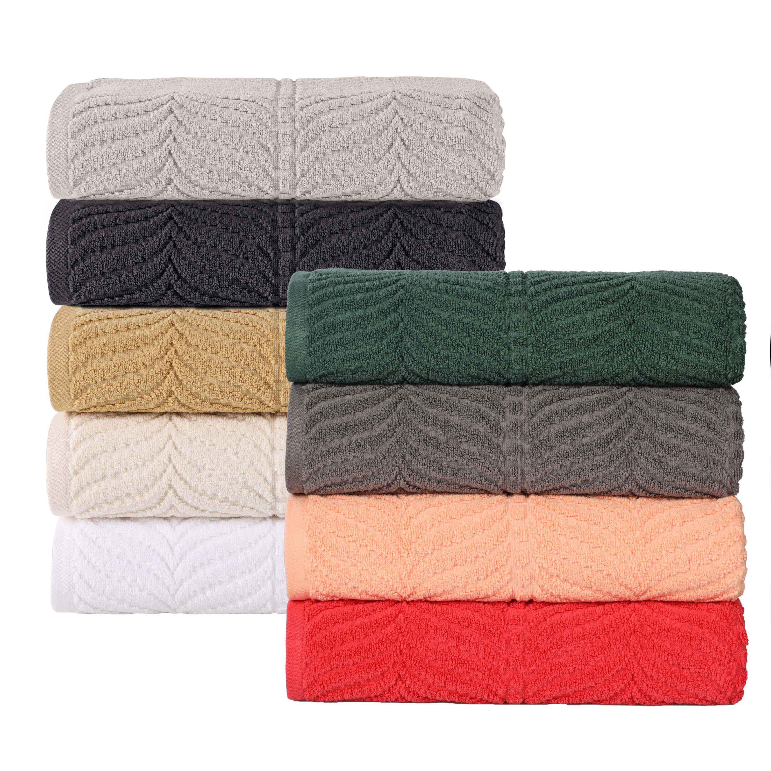 Premium Zero Twist Cotton Jacquard Towel Set - 3 Piece Luxury Bath Towels with Elegant Chevron Pattern for Spa, Bathroom & Guest Use