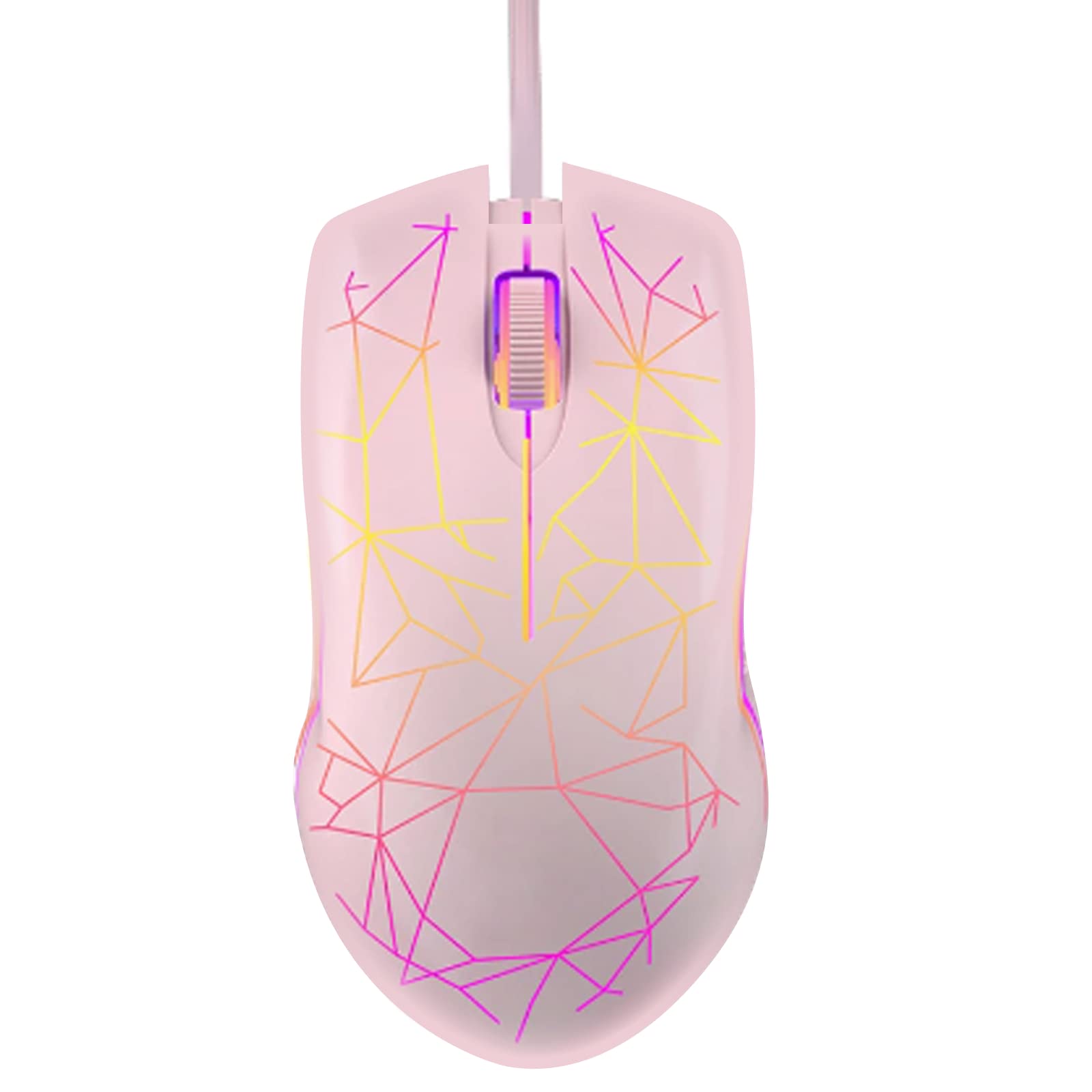 SHIOND Pink Wired Gaming Mouse - 1000 DPI Optical USB Mouse with RGB Backlight & Silent Buttons for PC, Laptop, Mac - Ergonomic Design for Gaming, Office Work & Online Classes (2-Pack)