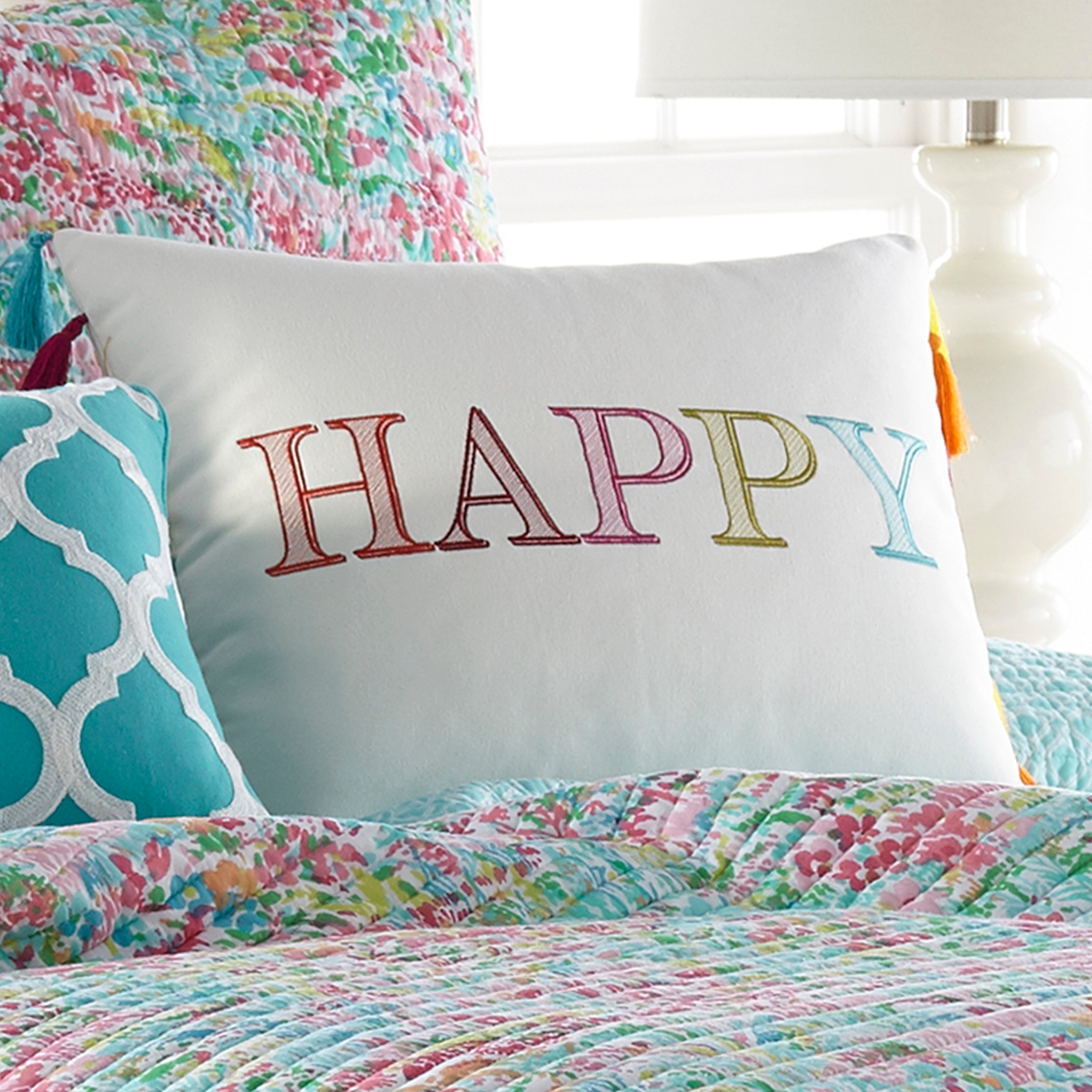 Karola Happy Pillow with Tassels - Soft Decorative Throw Pillow for Sofa, Bed, Couch - Perfect for Home Decor, Living Room, Bedroom & Nursery