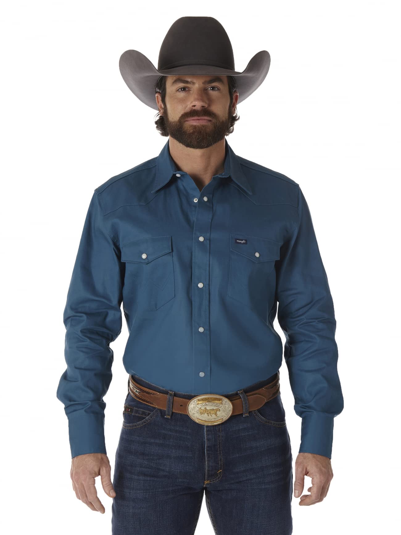 Wrangler Men's Performance Snap Long Sleeve Shirt - Comfortable Work & Outdoor Shirt for Hiking, Camping & Casual Wear