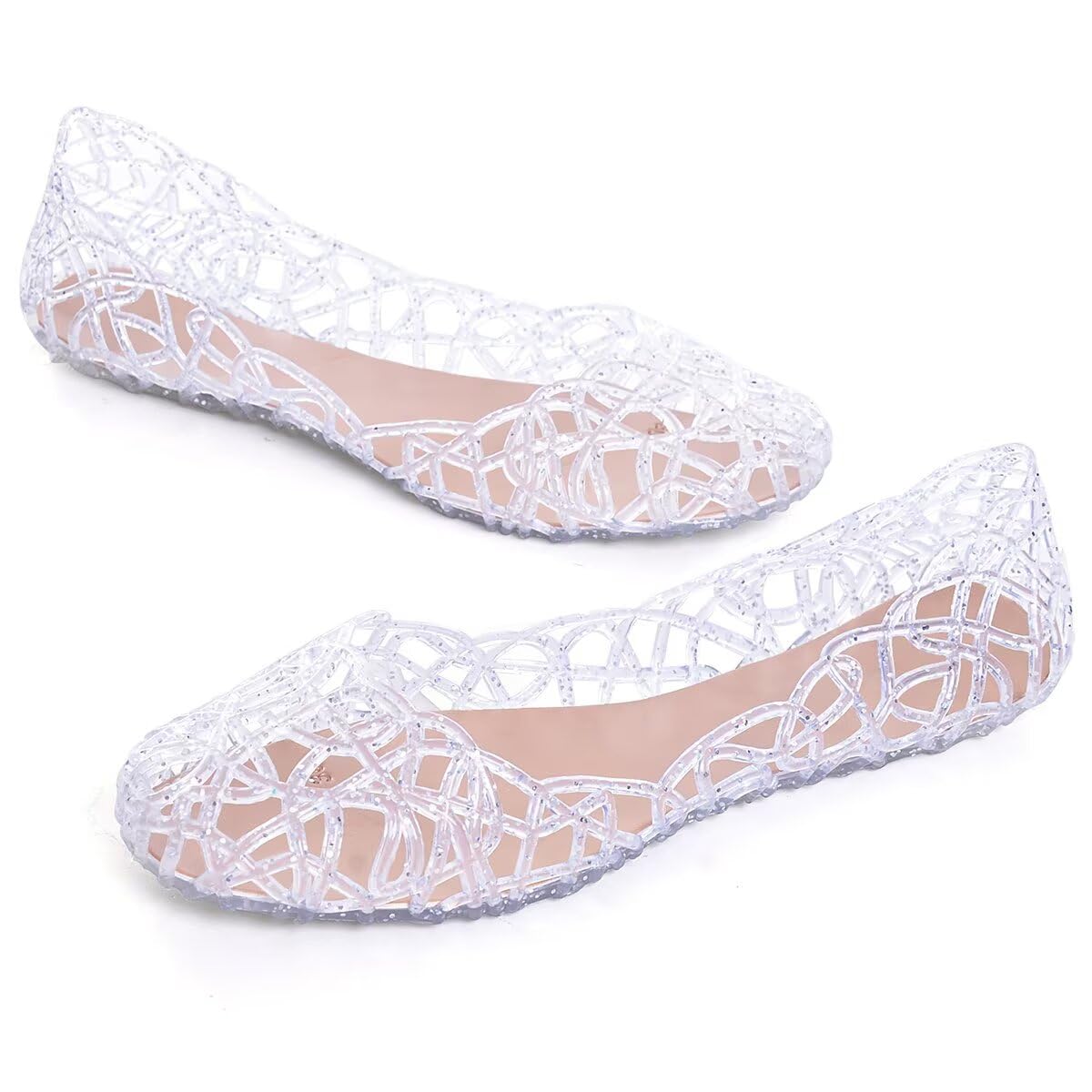 Stunning Women's Jelly Sandals - Slip On Crystal Clear Beach Shoes, Soft Hollow Ballet Flats for Summer | Perfect for Poolside, Beach Vacations & Casual Outings
