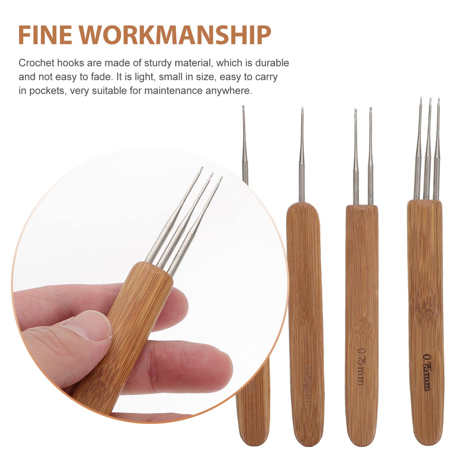 4-Piece Dreadlock Crochet Hook Set - Professional Hair Braiding Tools for Locs, Weaving & Interlocking - Perfect for Salon, DIY Hair Styling & Natural Hair Care (Includes Crochet Needles & Braiding Needles)