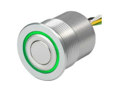MCS 30 Short Stroke Metal Switch with Red, Blue, Green LED Ring Illumination - 125mA @ 28VDC, 1 Million Operations - Perfect for Industrial Control Panels, Automotive Dashboards, and DIY Electronics Projects