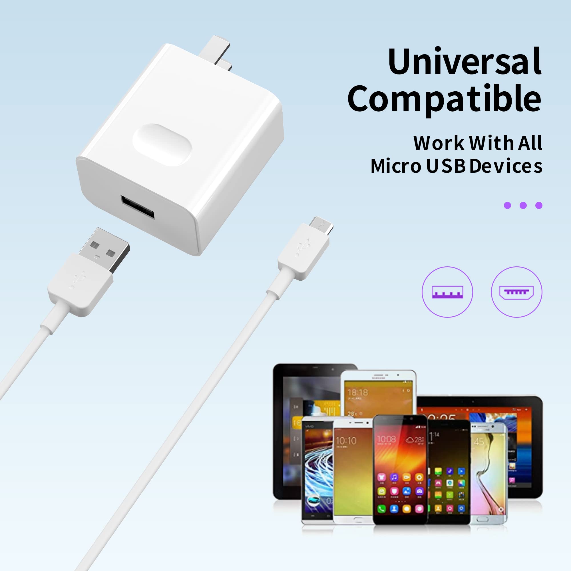 Fast Charging Micro USB Cable 3.3FT 3-Pack - USB 2.0 Android Charger Cord for Samsung Galaxy S7/S6 & More - Perfect for Home, Office, and Travel Charging