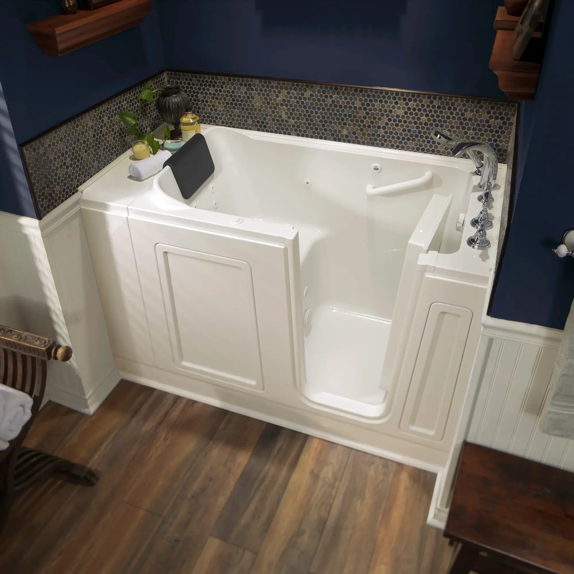 30 x 51 Inch Acrylic Walk-in Bathtub with Whirlpool Jets - Right Hand Drain & Faucet - Luxury Accessible Tub for Elderly & Mobility Needs - Perfect for Spa Relaxation & Hydrotherapy at Home
