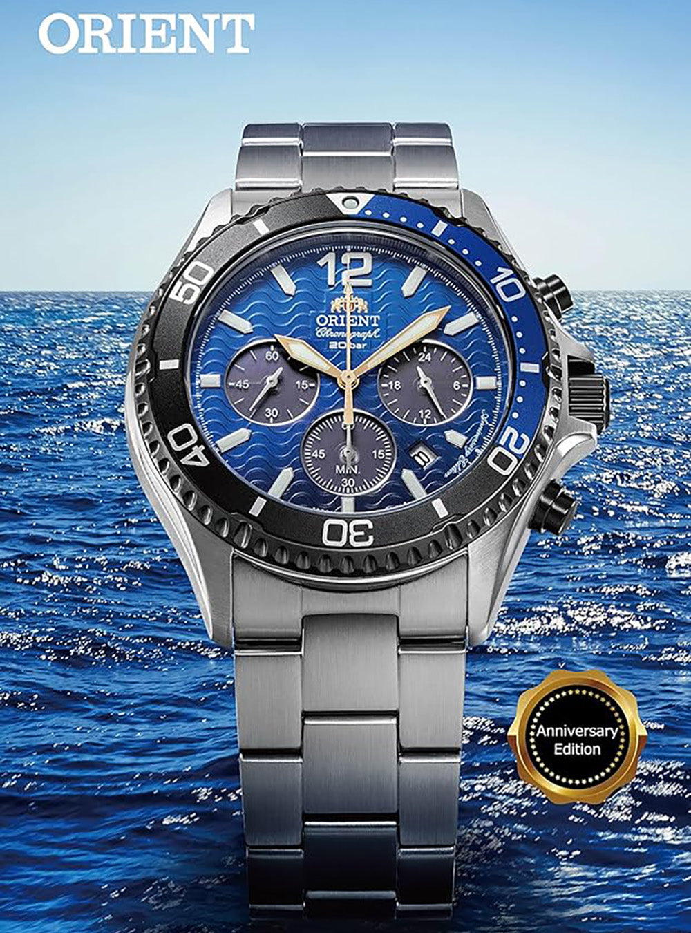 Orient Mako Chronograph Solar-Powered Sports Watch - 20th Anniversary Limited Edition RN TX0208L (Made in Japan, JDM) | Durable Dive Watch for Swimming, Snorkeling & Outdoor Adventures