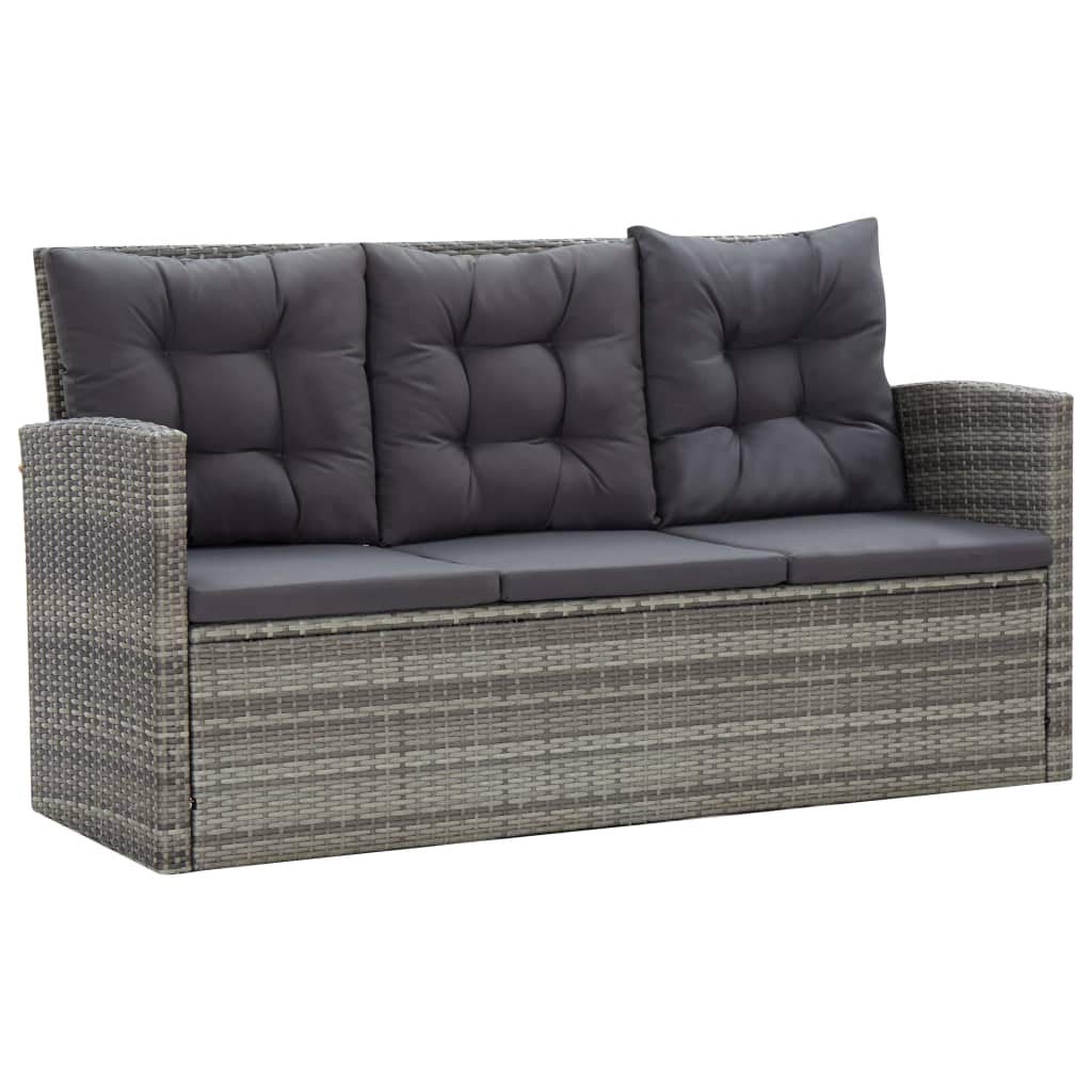 5-Piece Gray Poly Rattan Outdoor Dining Set with Comfortable Cushions - Durable Patio Furniture for Garden, Backyard, and Poolside Relaxation