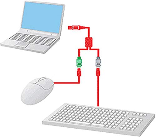PS2 to USB Adapter Converter Cable - USB Type A Male to PS2 Female Adapter for Keyboard & Mouse (White) | Compatible with Gaming, Office & Retro PC Setup