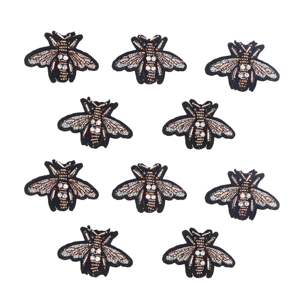 Milisten 10pcs Iron On Beaded Bee Shape Embroidered Patches - DIY Sew On Applique for Clothes, Jeans & Crafts (Size S) - Perfect for Denim Jackets, Backpacks & Kids Clothing Customization