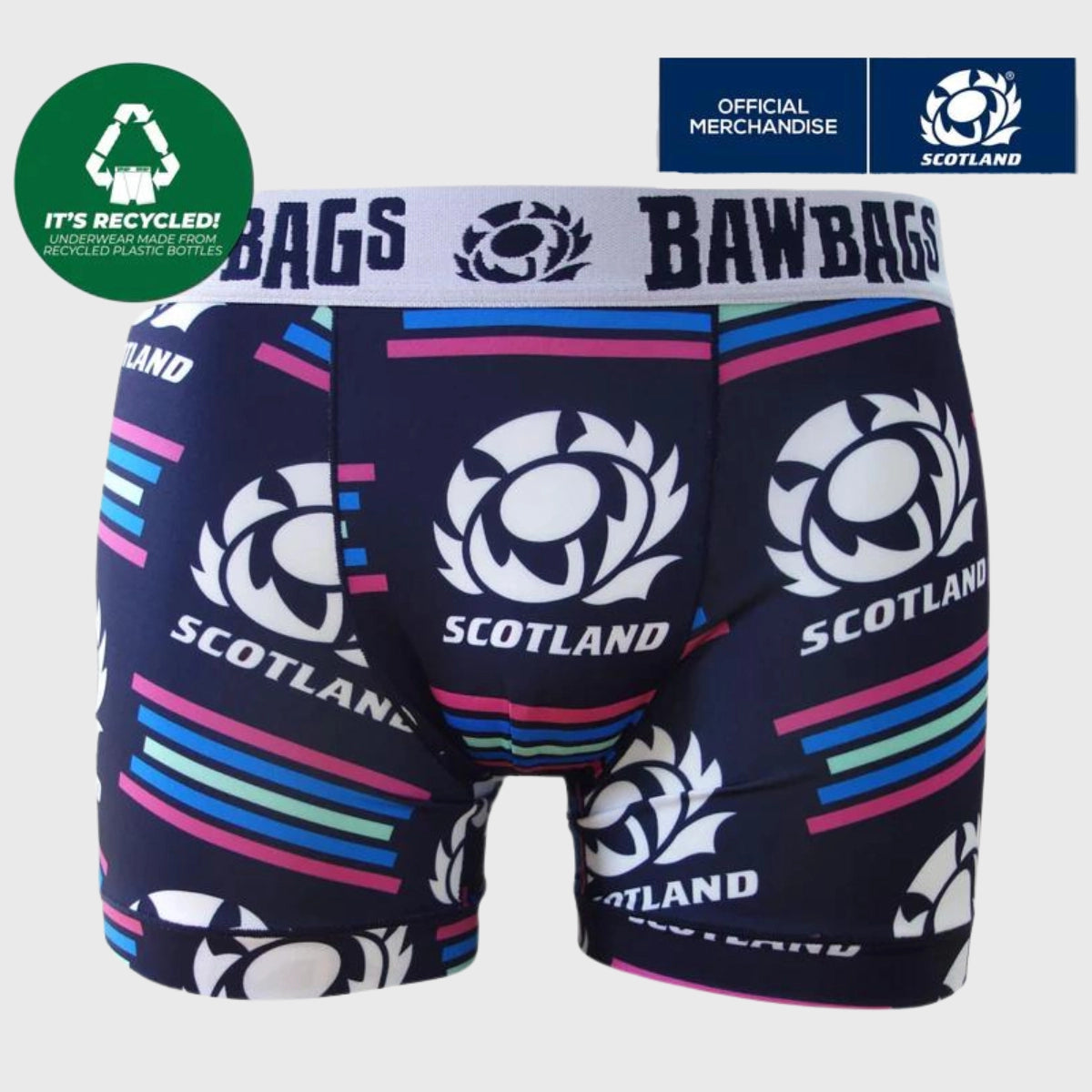 Bawbags Scotland Rugby Cool De Sacs Tryline Technical Boxer Shorts - Moisture-Wicking Performance Underwear for Rugby Players & Sports Enthusiasts - Perfect for Training, Matches & Active Lifestyle