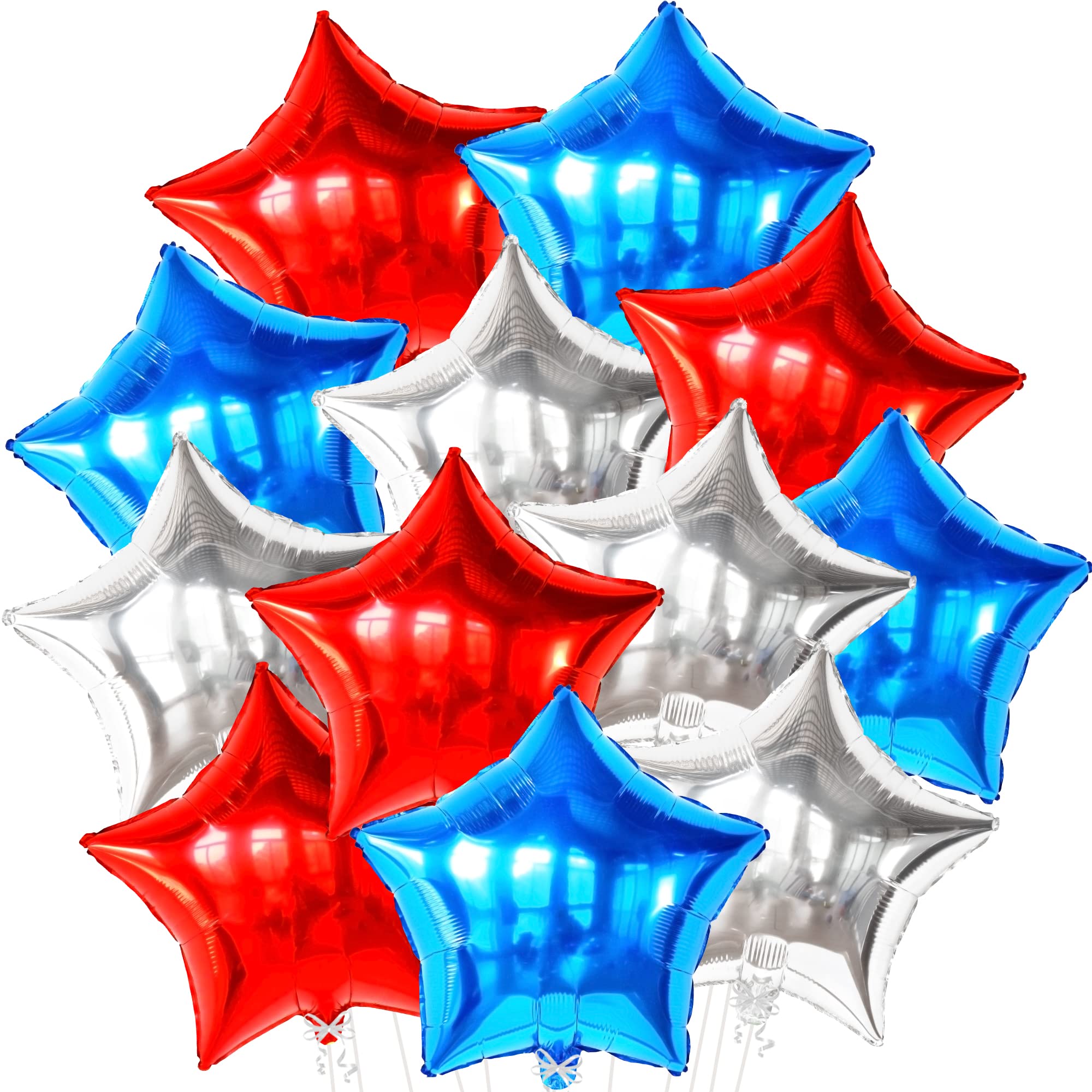 KatchOn Red White Blue Star Balloons - Pack of 12 | Patriotic 4th of July Balloons for Independence Day Decorations | USA Flag Themed Party Supplies for Backyard BBQs, Parades & Patriotic Celebrations