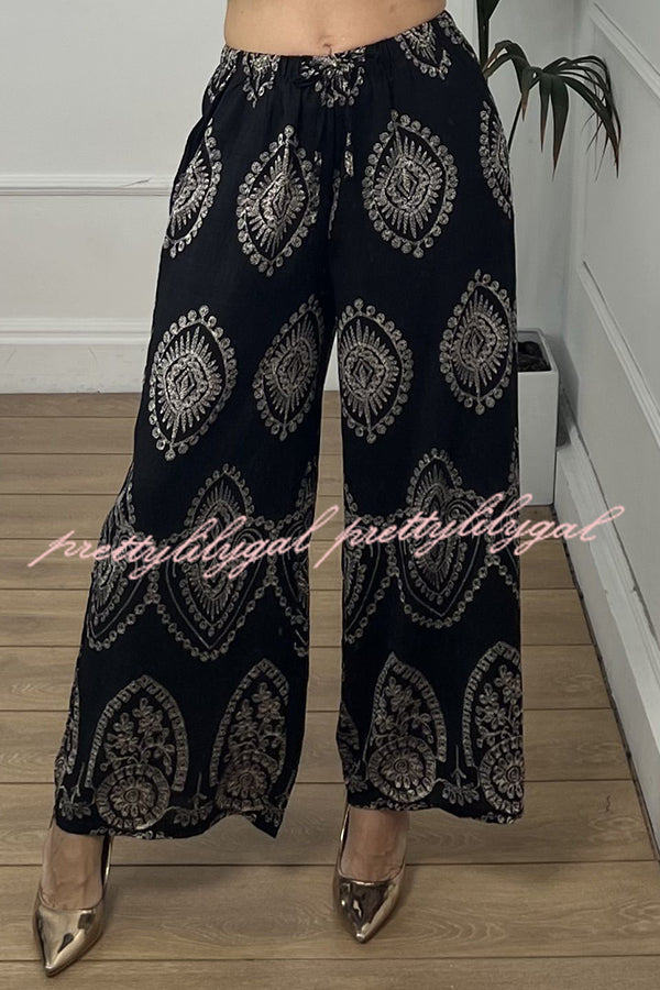 Stylish Elastic Waist Wide Leg Pants with Pockets - Trendy Casual Lounge Pants for Women - Perfect for Yoga, Travel & Everyday Comfort