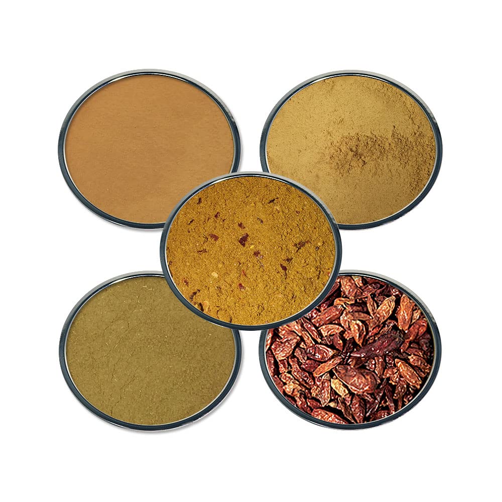 Premium Thai Spices Gift Set - 5 Assorted Spice Jars: Thai Curry, Ground Ginger, Soy Sauce Powder, Singapore Curry Powder & X-Hot Chilies | Perfect for Asian Cooking, Meal Prep & Gourmet Gifts