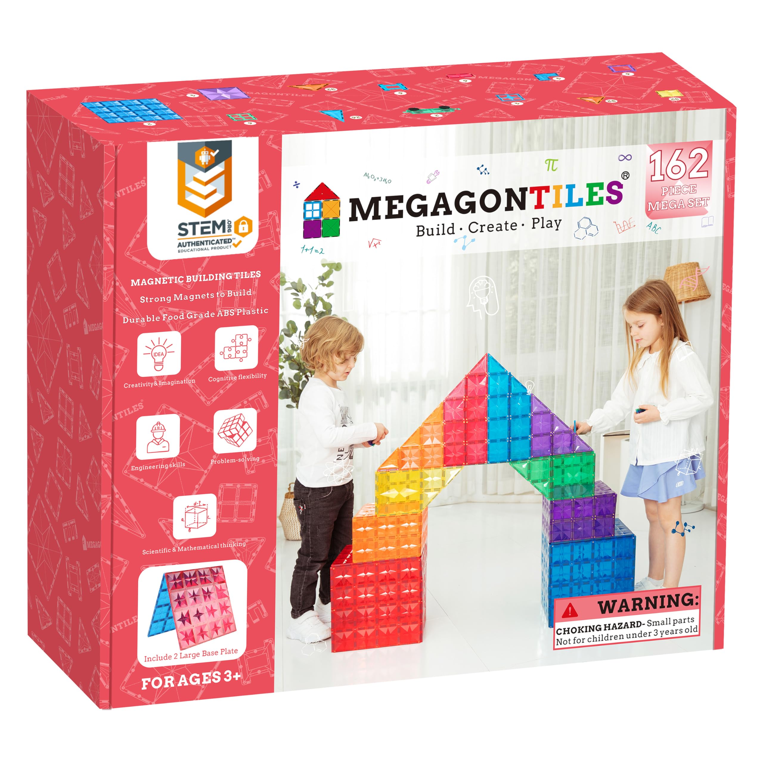 Premium Magnetic Building Tiles for Kids - 100-Piece STEM Educational Toys Set for Toddlers & Children Ages 3-10 | Creative Construction Blocks for Learning & Play | Perfect for Home, Classroom & Birthday Gifts