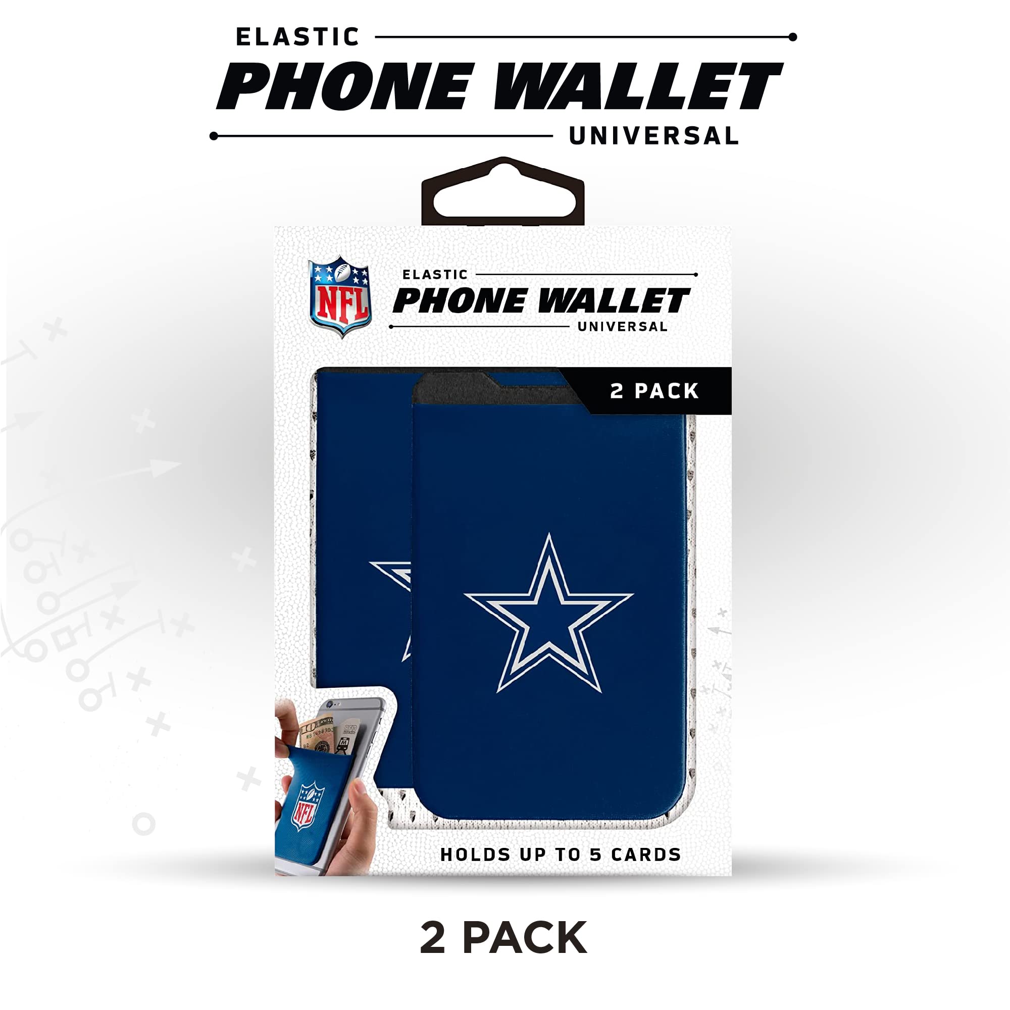 SOAR NFL Elastic Phone Wallet 2 Pack - Slim Card Holder for iPhone & Android - Perfect for Game Day & Travel Accessories