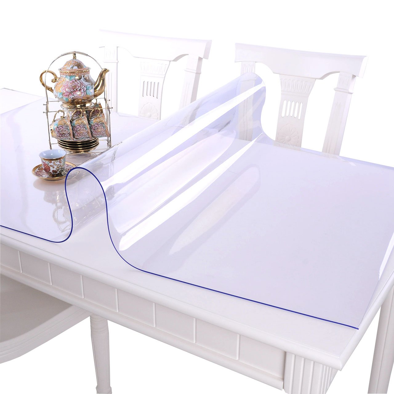 NECAUX 2-Pack 18x24 Inch Clear Plastic Desk Protector Mat - 1.5mm Thick Table Cover for Office Computer Desk, Writing Table, Nightstand - Waterproof & Scratch-Resistant Workspace Protector for Home & Office Use