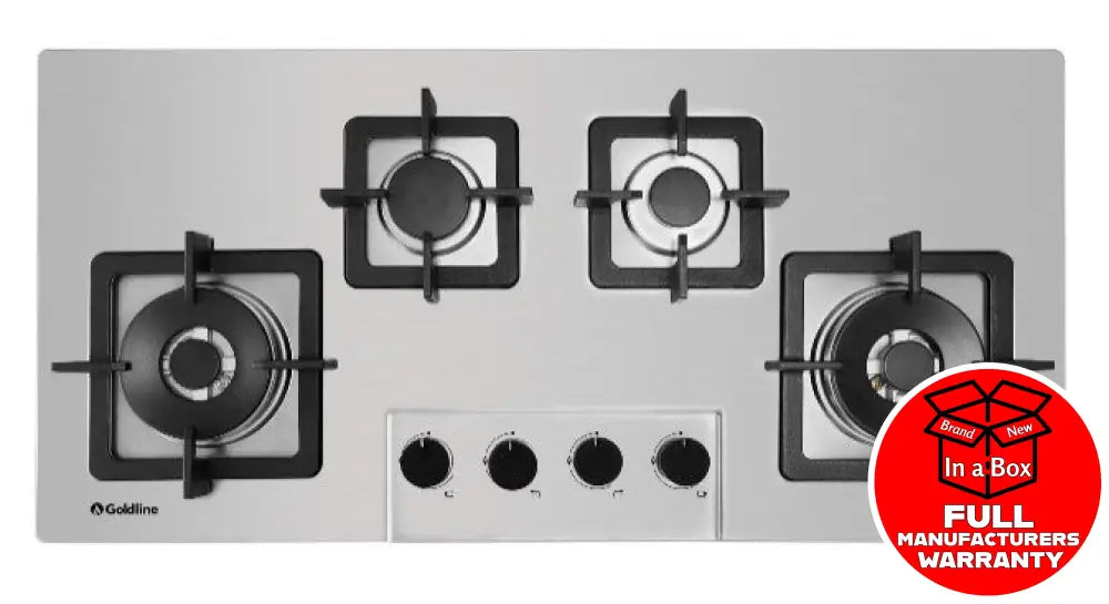 Goldline SAB4GLSS 36-Inch Stainless Steel Gas Cooktop - 4 Burner Natural Gas Stovetop for Professional Kitchen & Home Cooking