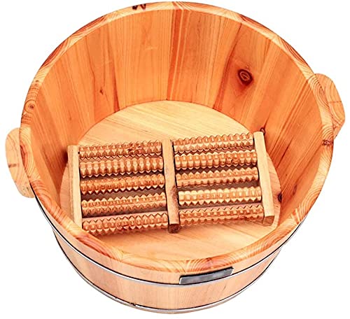 Wooden Foot Soaking Tub with Massage Rollers - Natural Foot Bath Basin for Pain Relief & Relaxation at Home - Perfect for Spa, Pedicure, and Foot Care Routine (Color: 4)