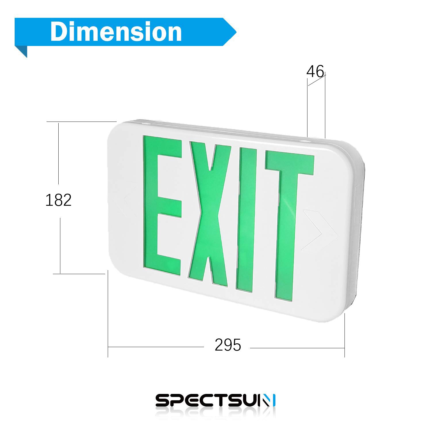SPECTSUN 6-Pack LED Exit Sign with Battery Backup - Green Emergency Exit Light, 120V/277V Hardwired Combo with Arrow, Wall/Ceiling Mount Fire Safety Sign - Perfect for Offices, Schools, and Commercial Buildings