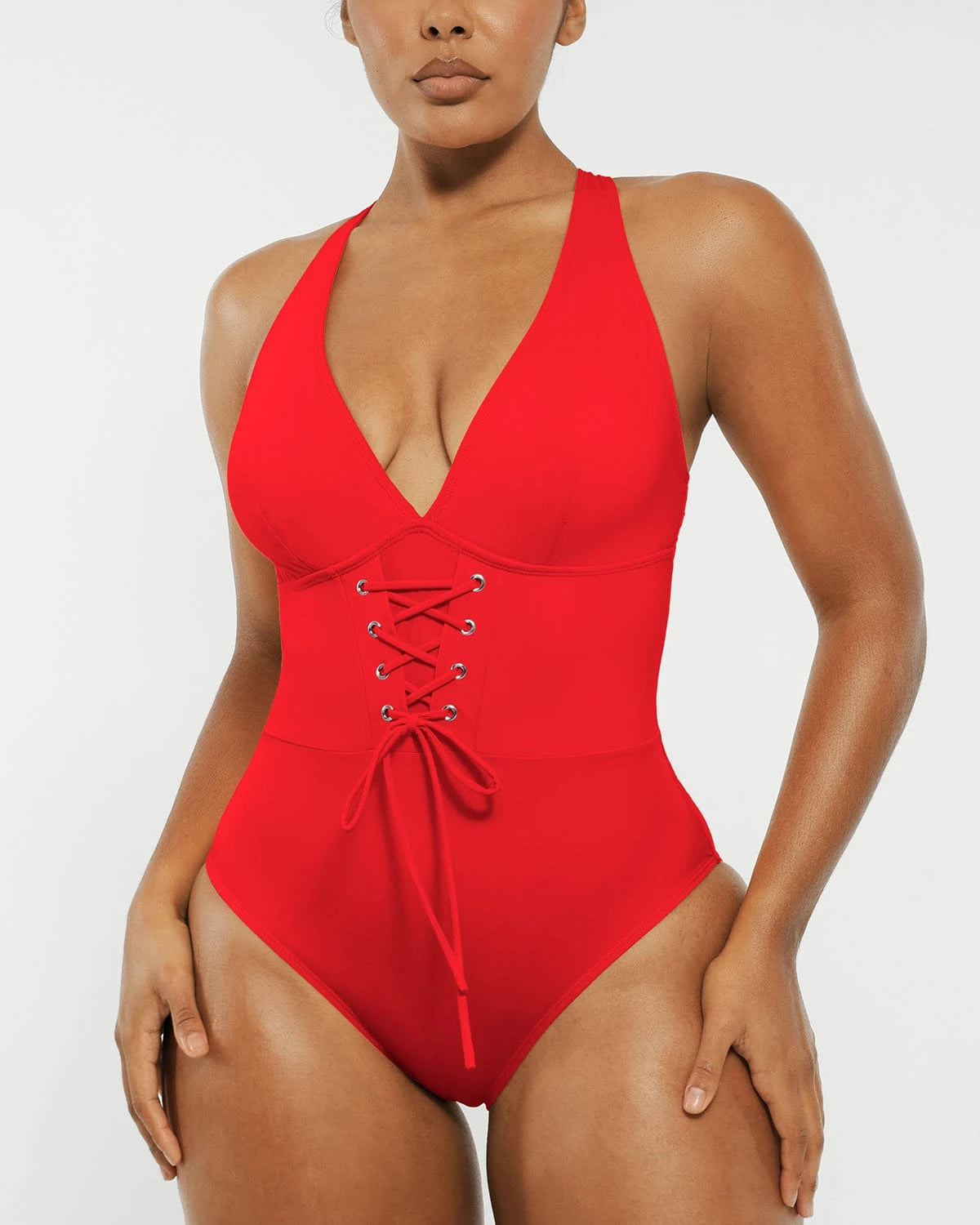 Smart Sculpt Plunge Corset Shaping Swimsuit - Slimming One Piece Bathing Suit for Women, Perfect for Beach Vacations & Pool Parties