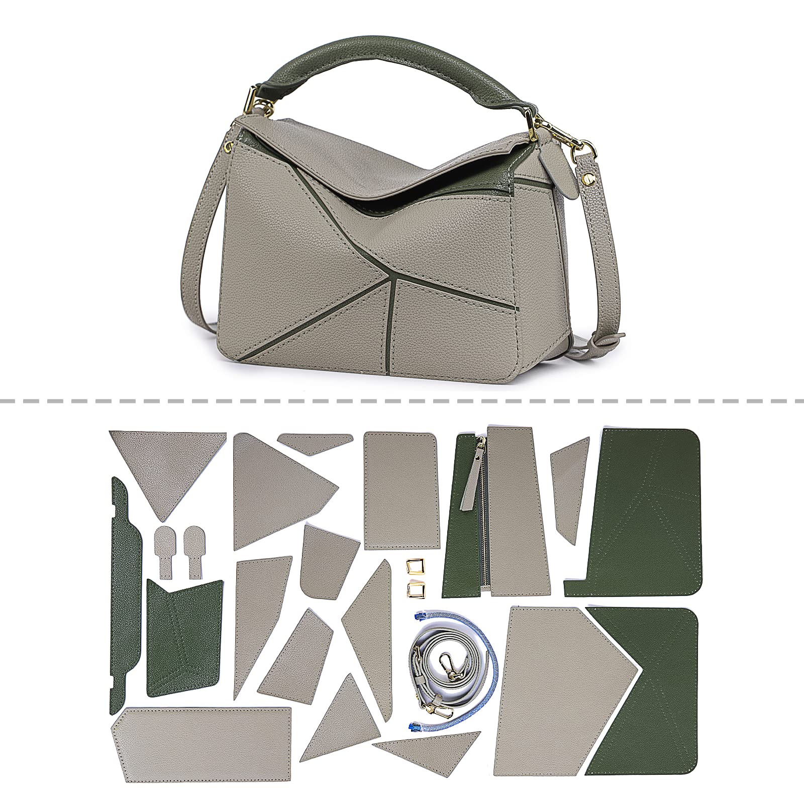 POPSEWING DIY Leather Crossbody Bag Kit for Women - Designer Handbag Making Kit with Sewing Pattern, Large Size for Adults | Perfect for Crafting, Gifts & Fashion Accessories