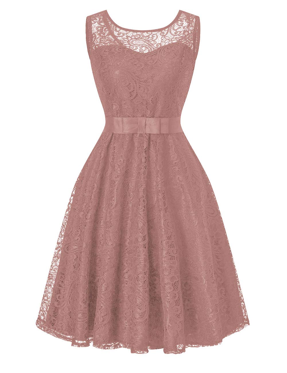 Elegant Short Lace Bridesmaid Dress for Wedding, A-Line Prom Party Dress with Sash, Formal Gown for Bridal Shower, Engagement & Special Occasions