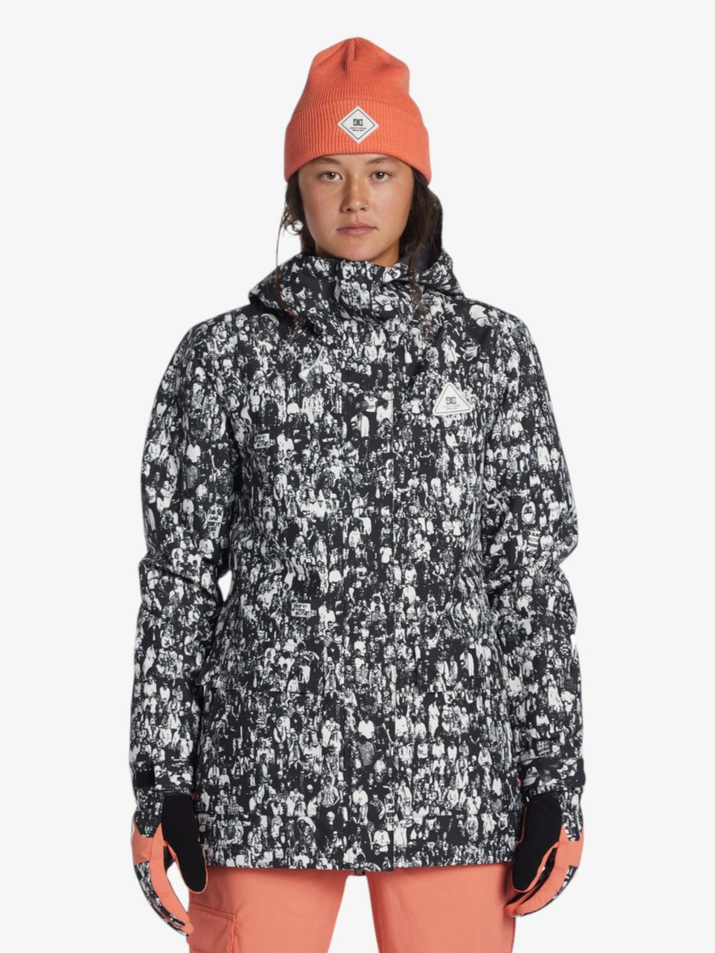 DC Women's Snow Cruiser Jacket - Black & White Print - Waterproof Winter Coat for Skiing, Snowboarding & Outdoor Adventures