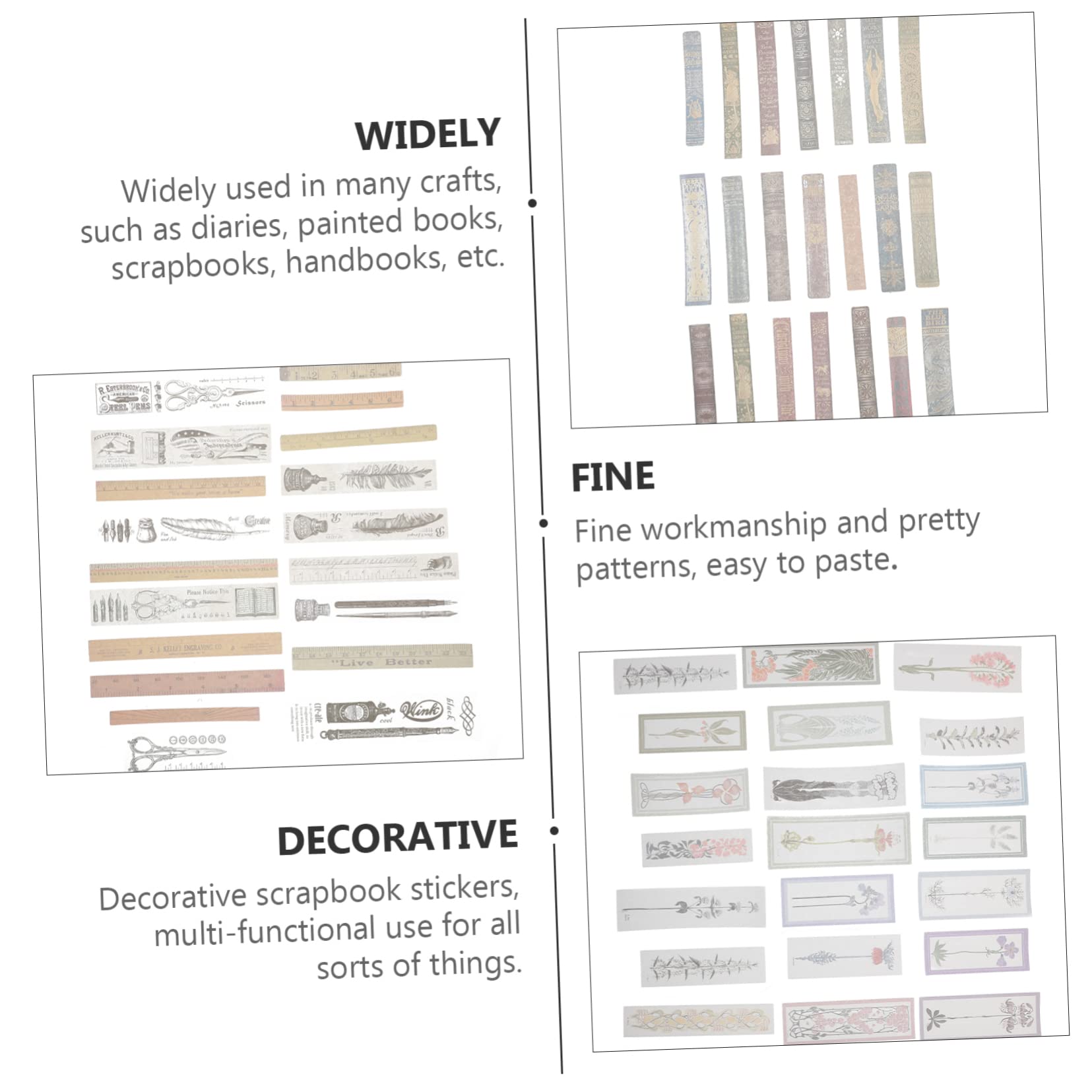 NUOBESTY 12pcs Washi Stickers for Scrapbooking DIY - Japanese Paper Decor (Journaling, Gift Wrapping)
