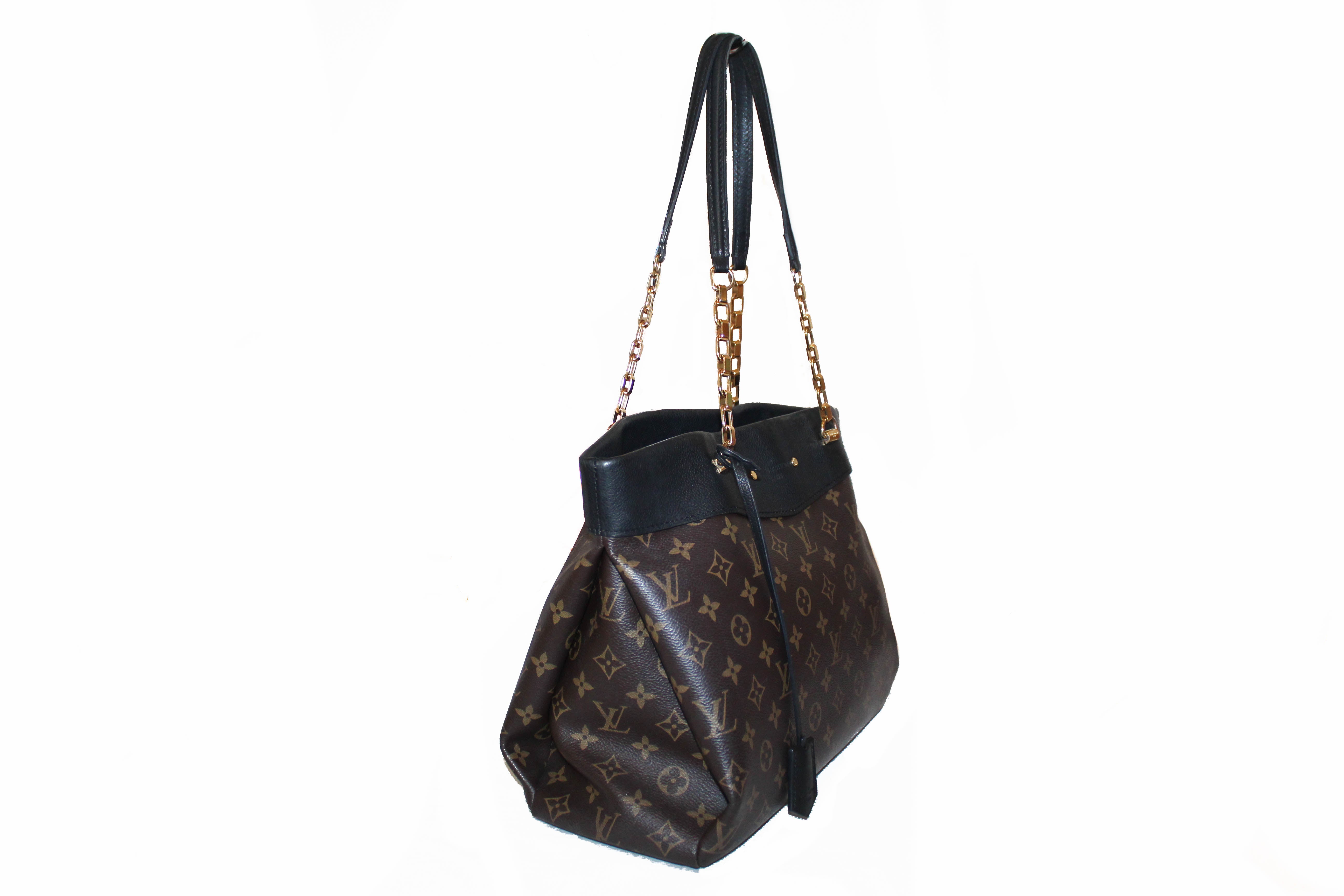 Authentic Louis Vuitton Monogram Noir Pallas Shopper Tote Shoulder Bag - Luxury Designer Handbag for Women, Perfect for Work, Travel & Everyday Use