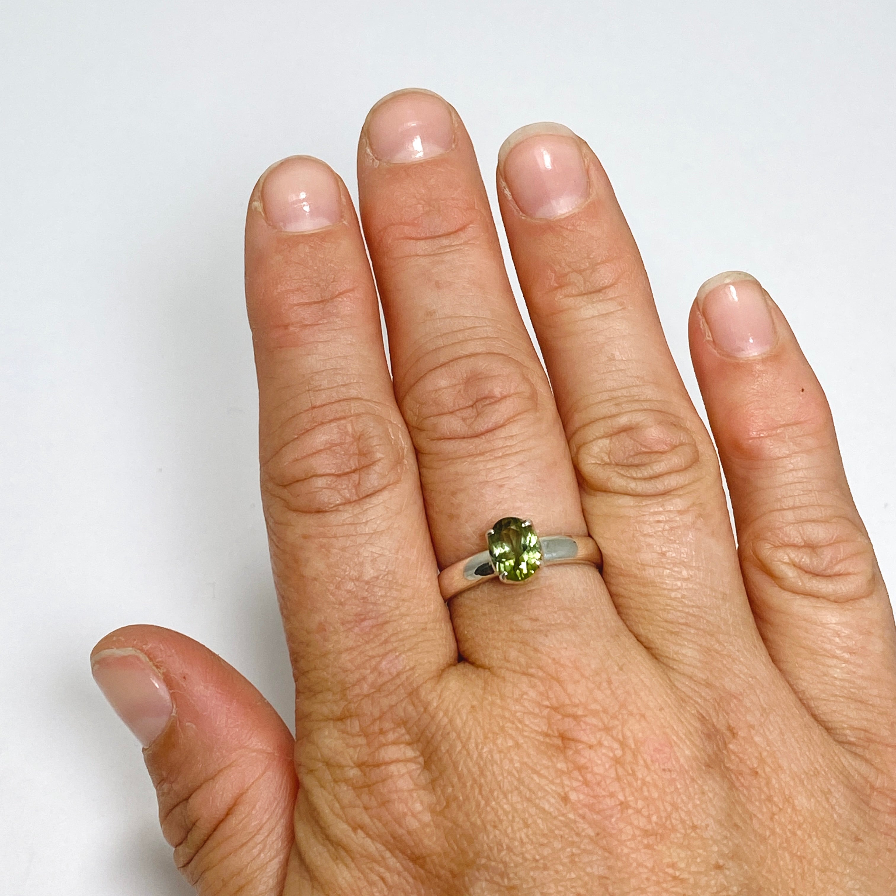 Green Tourmaline Oval Faceted Ring Size 9 - PRGJ725 - Elegant Jewelry for Women, Perfect for Weddings, Parties & Special Occasions