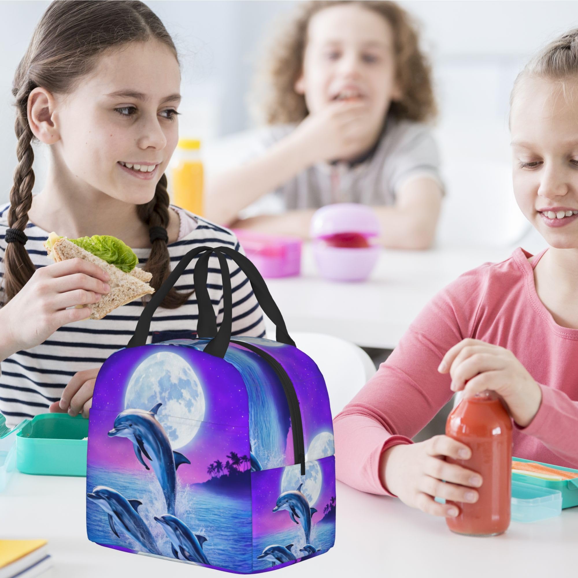 Insulated Dolphin Lunch Box for Kids - Reusable Lunch Bags for Boys & Girls, Perfect for School, Camping, Hiking, Picnic, Beach & Travel - Keep Food Fresh for Outdoor Adventures & Daily Use