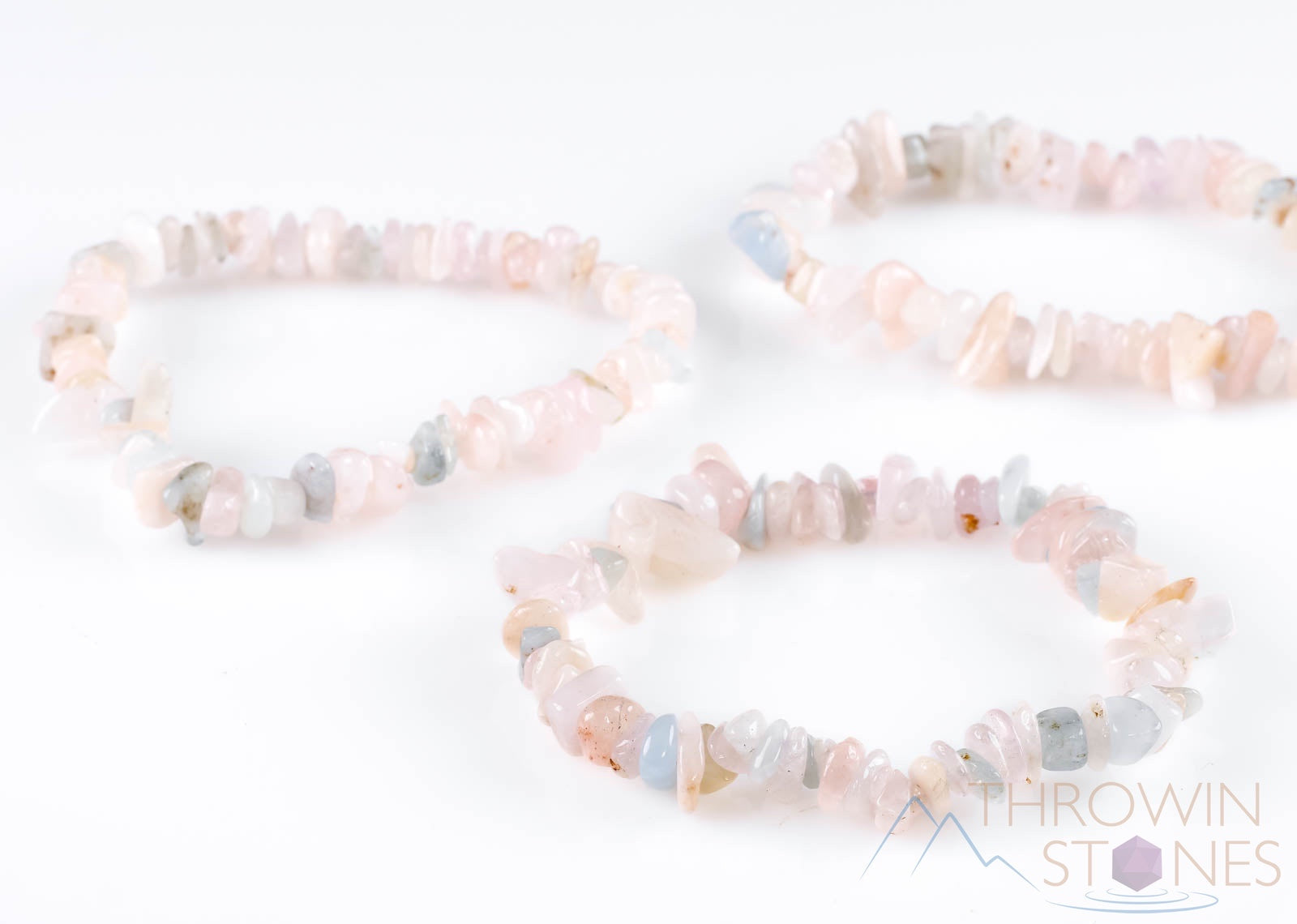 AQUAMARINE & MORGANITE Crystal Beaded Bracelet - Handmade Healing Gemstone Chip Bracelet for Women - Perfect for Meditation, Yoga & Spiritual Healing (E0630)
