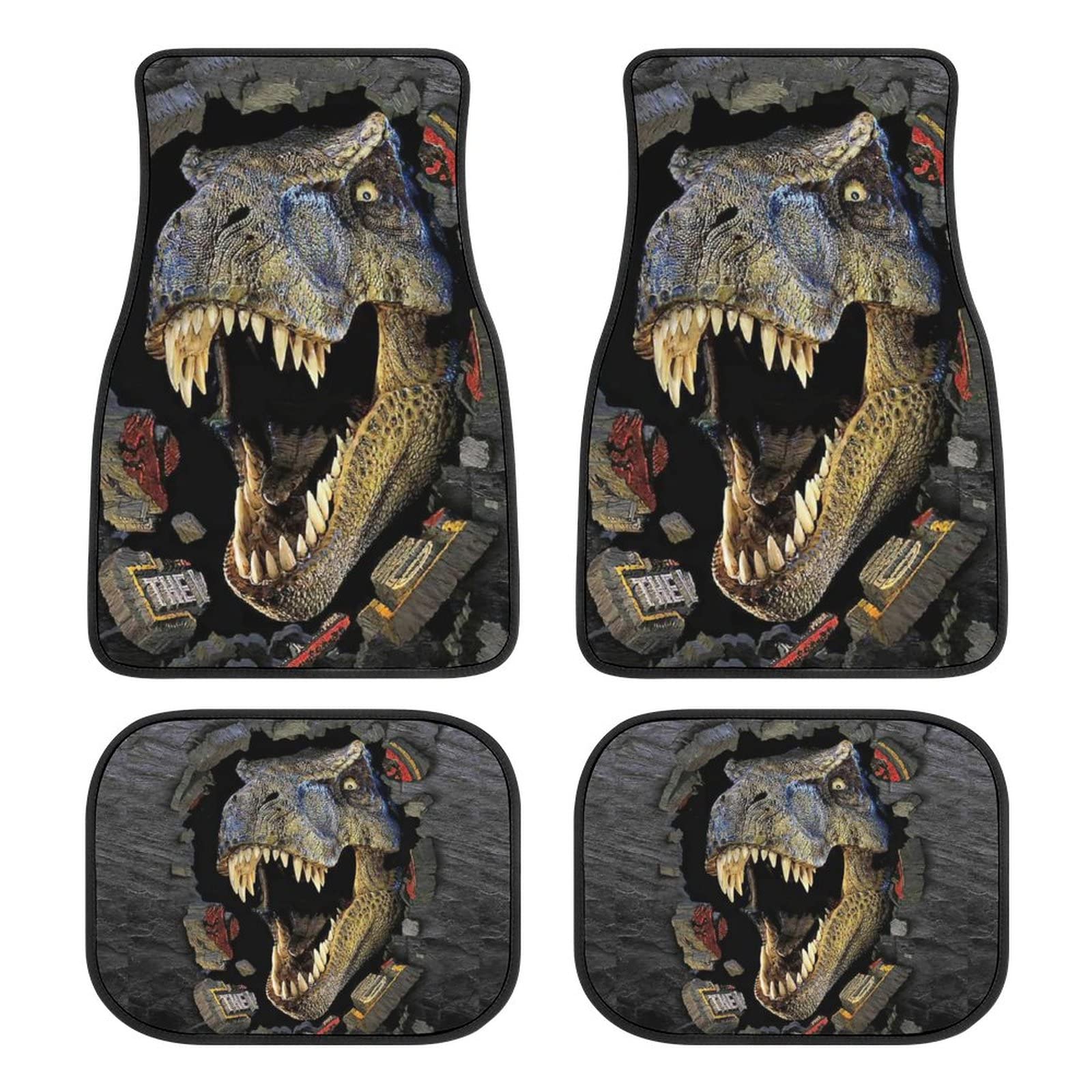 Dinosaur Car Floor Mats - 4pcs 3D T-Rex Non-Slip Mats for Cars, SUVs & Trucks - Wild Adventure Style