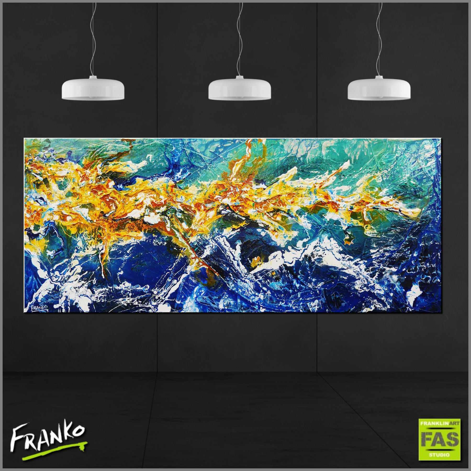 Natures Reserve 240cm x 100cm Blue Sienna Abstract Canvas Art - Modern Wall Decor for Living Room, Bedroom & Office