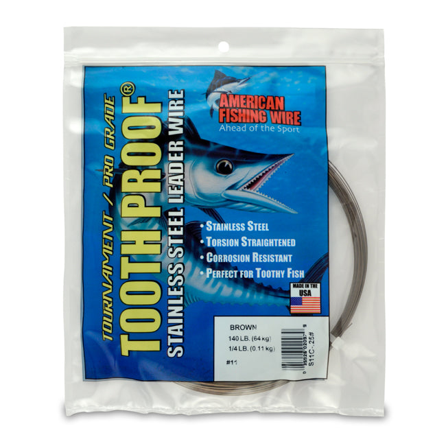 AFW Tooth Proof Stainless Steel Single Strand Leader Wire - 1/4 lb Coils for Fishing, Saltwater & Freshwater Angling - High Strength Abrasion Resistant Wire for Pike, Muskie & Shark Fishing