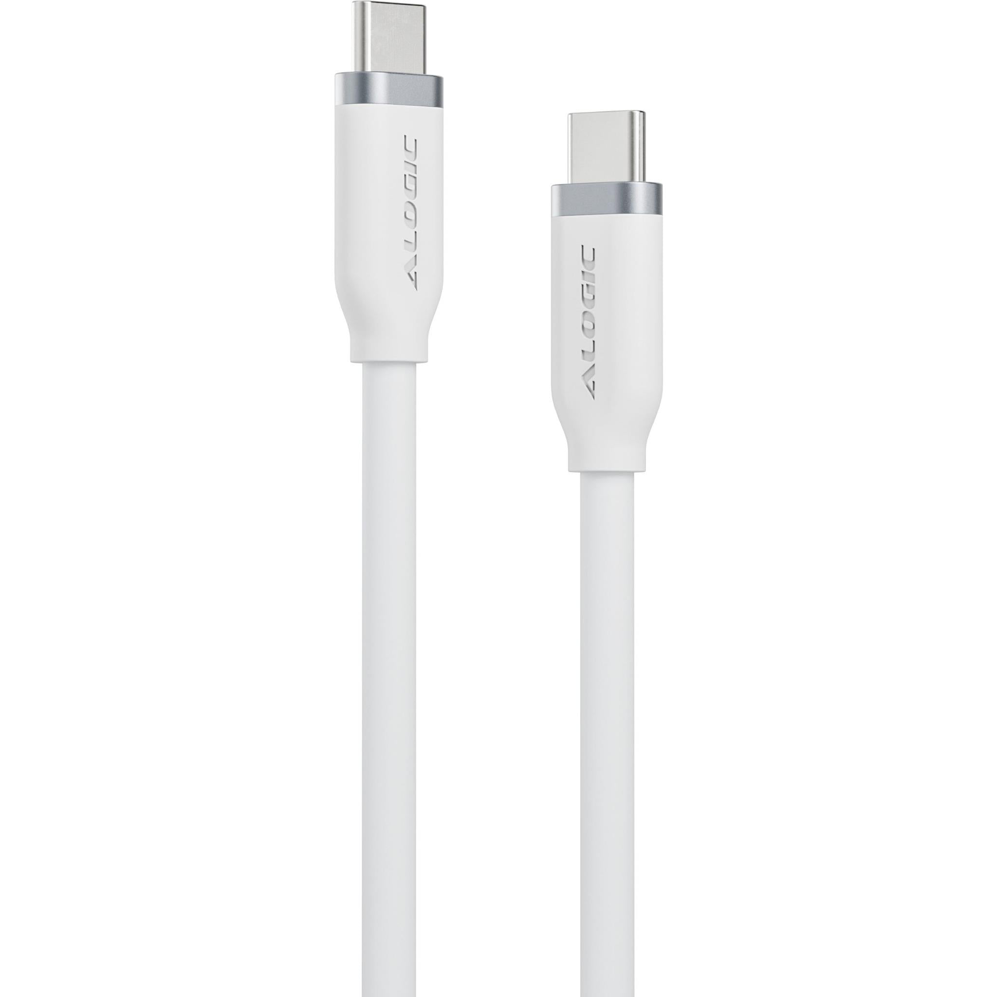 ALOGIC Elements 240W USB C Cable 2m Fast Charging Cord for iPhone 15 Pro Max, MacBook Pro, iPad, Samsung Galaxy - Durable Silicone Braided White USB-C to USB-C Cable for Home, Office & Travel Charging