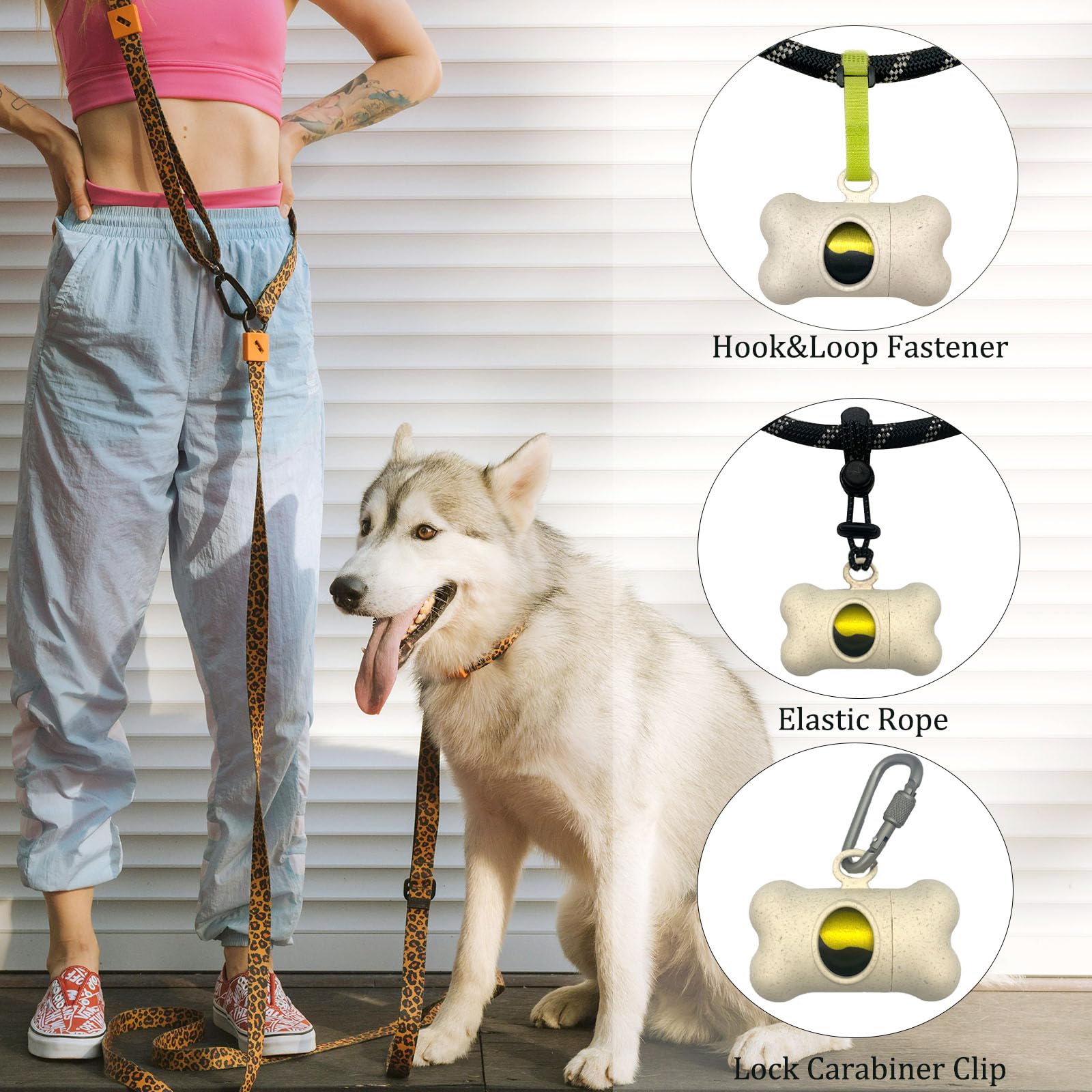 **Eco-Friendly Dog Poop Bags Holder for Leash | Portable Dog Waste Dispenser with Leak-Proof Bags | Hands-Free for Walking, Hiking & Outdoor Adventures**