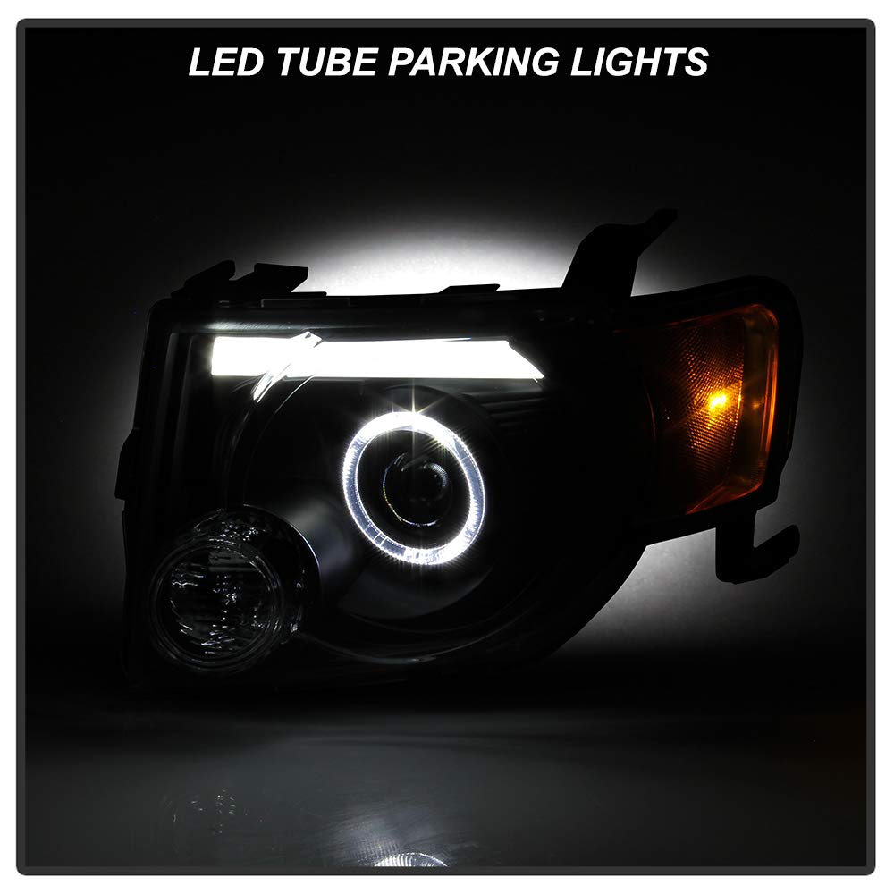 ACANII Black LED Halo Projector Headlights for 2008-2012 Ford Escape SUV - Driver & Passenger Side - High Performance Replacement Headlamps with Tube Halo Design for Night Driving & Off-Road Use