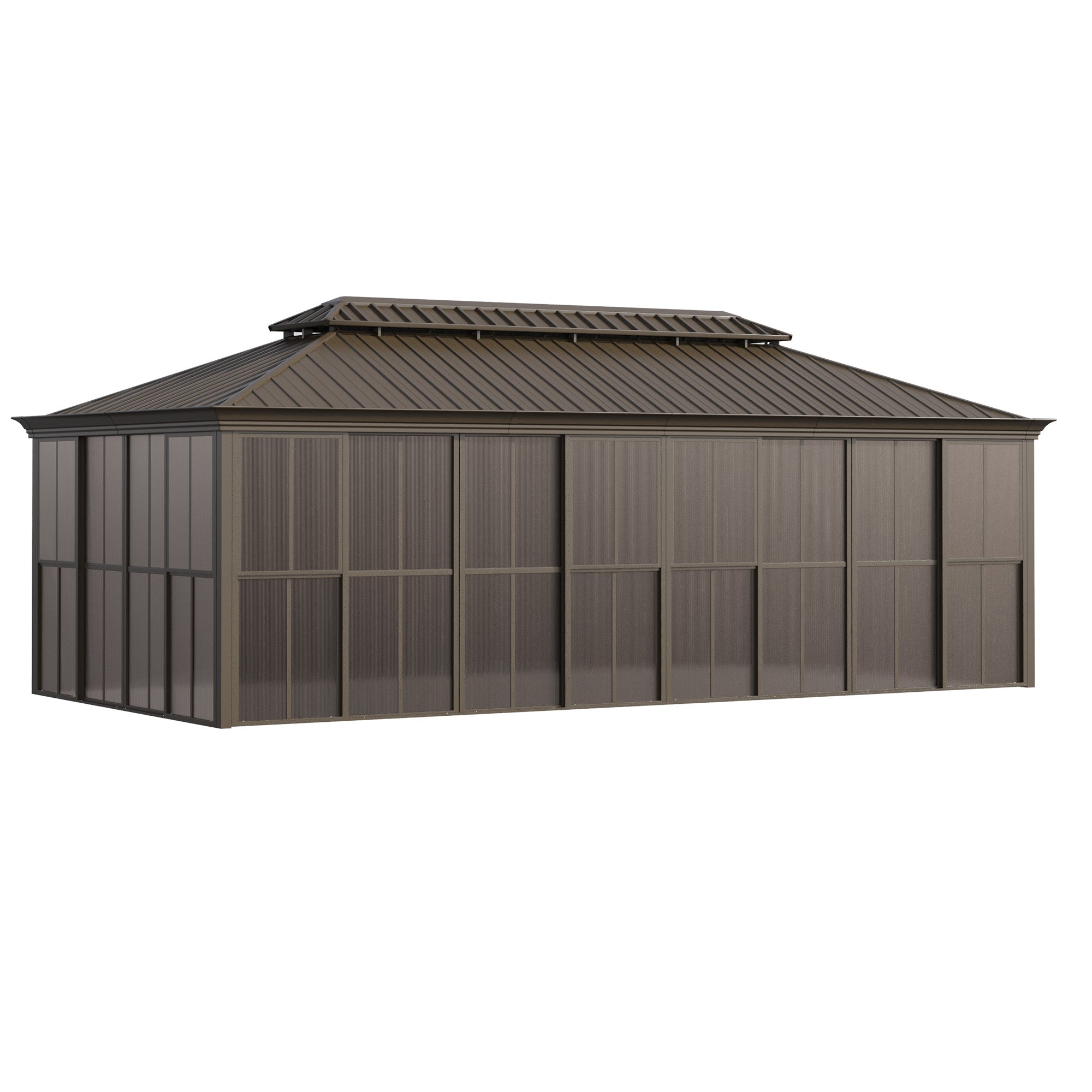 12' × 24' Hardtop Sunroom Gazebo with Galvanized Steel Roof & Sliding PE Screens - All Season Aluminum Pergola for Patio, Garden, Deck or Backyard - Perfect for Outdoor Entertaining, Relaxation & Shade Protection
