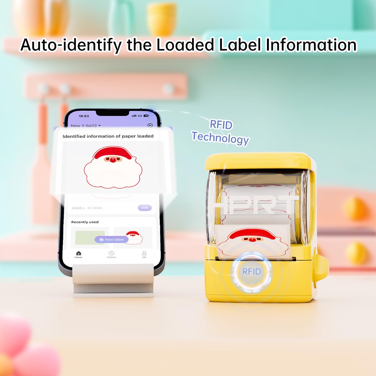 HPRT 2 Inch Portable Thermal Label Printer with Tape - Easy-to-Use Label Maker for Stickers, Storage Bins & Organization (Yellow) | Perfect for Home, Office & Warehouse Labeling Needs