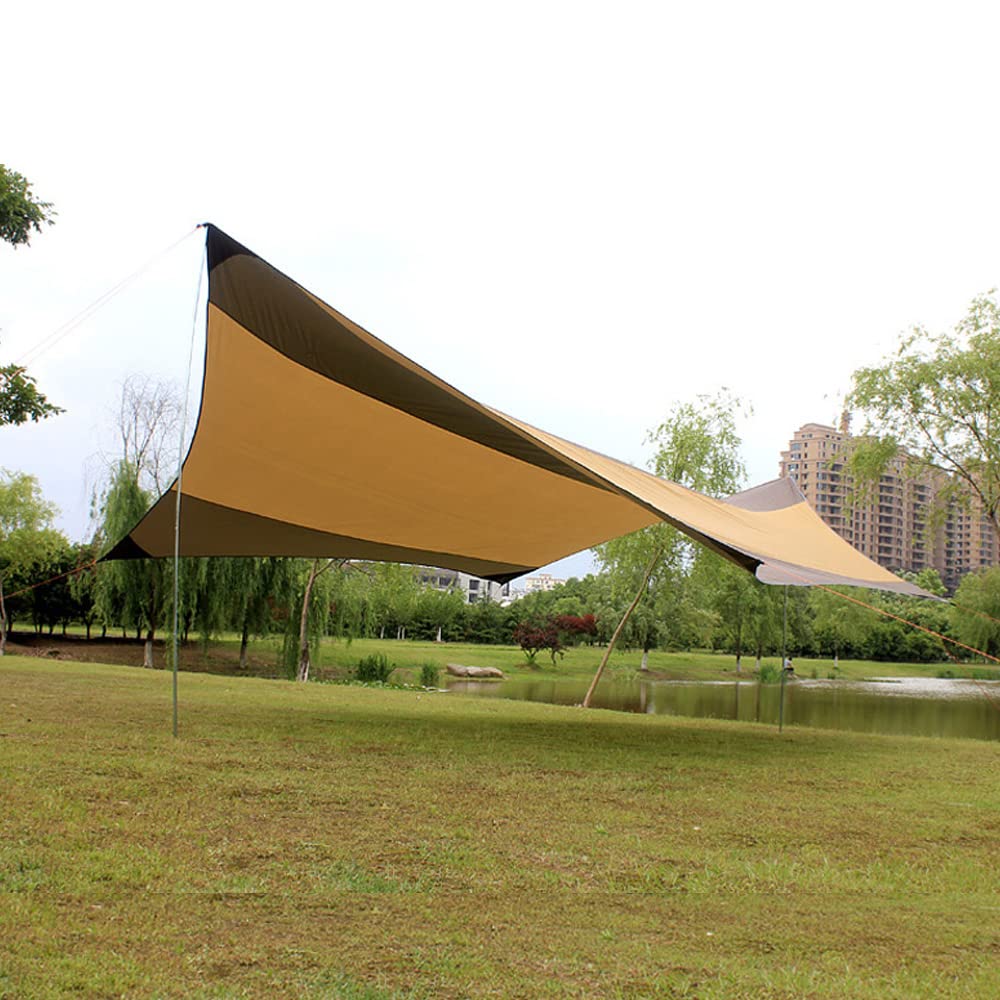 5-8 Person Waterproof Camping Tent Tarp with Iron Poles - UV Protection Sun Shelter for Outdoor, Beach, Picnic & Hiking | Portable Canopy for Camping, Fishing & Backyard Use (Yellow)