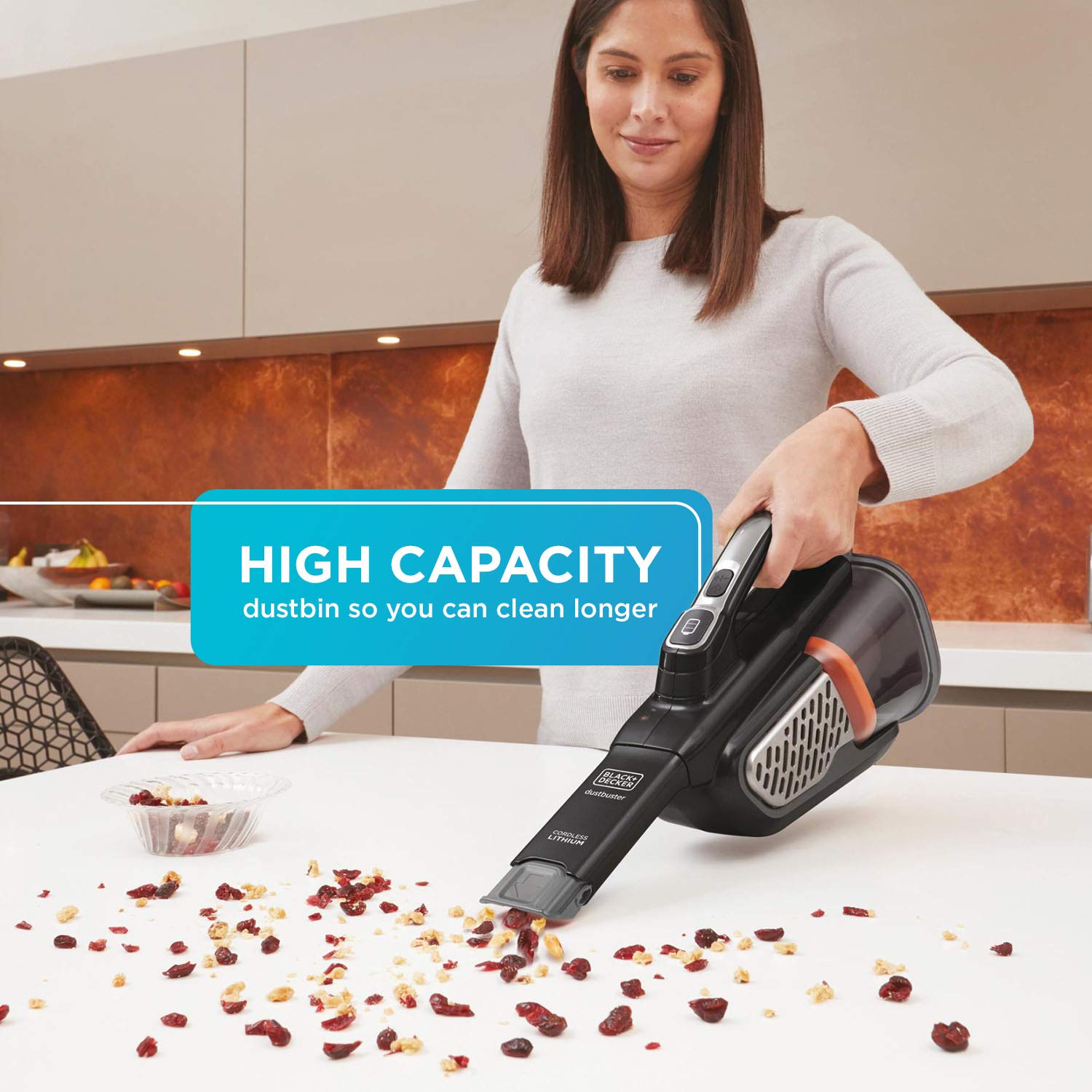 BLACK+DECKER Dustbuster AdvancedClean+ Cordless Handheld Vacuum - 20V Powerful Rechargeable Handheld Vac for Home, Car & Pet Hair | Portable Lightweight for Quick Cleanups on Furniture, Stairs & Tight Spaces