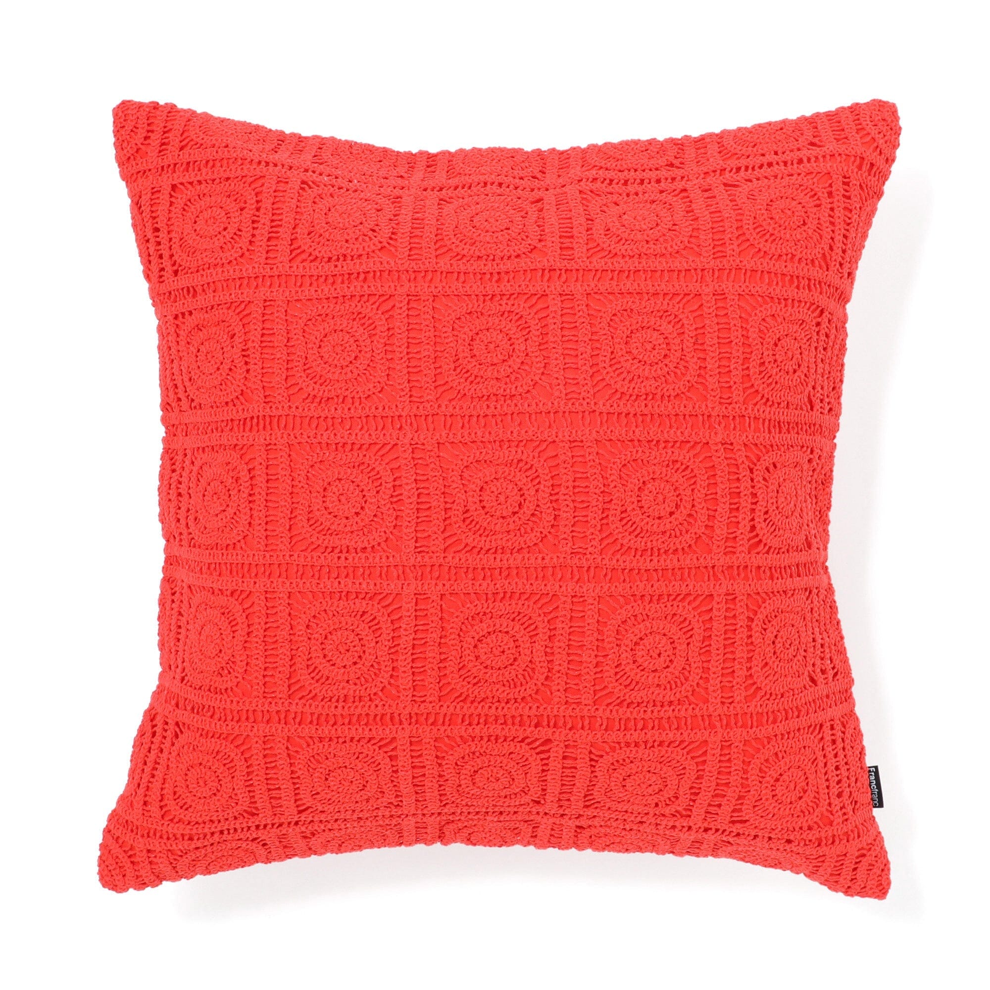 Premium Hard Crochet Cushion Cover 18x18 Inches - Orange Boho Home Decor for Sofa, Bed, Chair - Cozy Living Room & Bedroom Accent