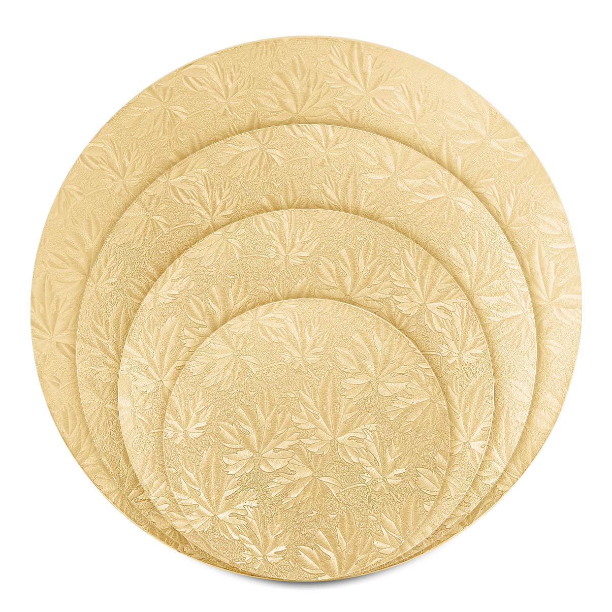 DOITOOL 4PCS Gold Cake Boards - 6/8/10/12 Inch Round Serving Tray for Birthday & Wedding Decor