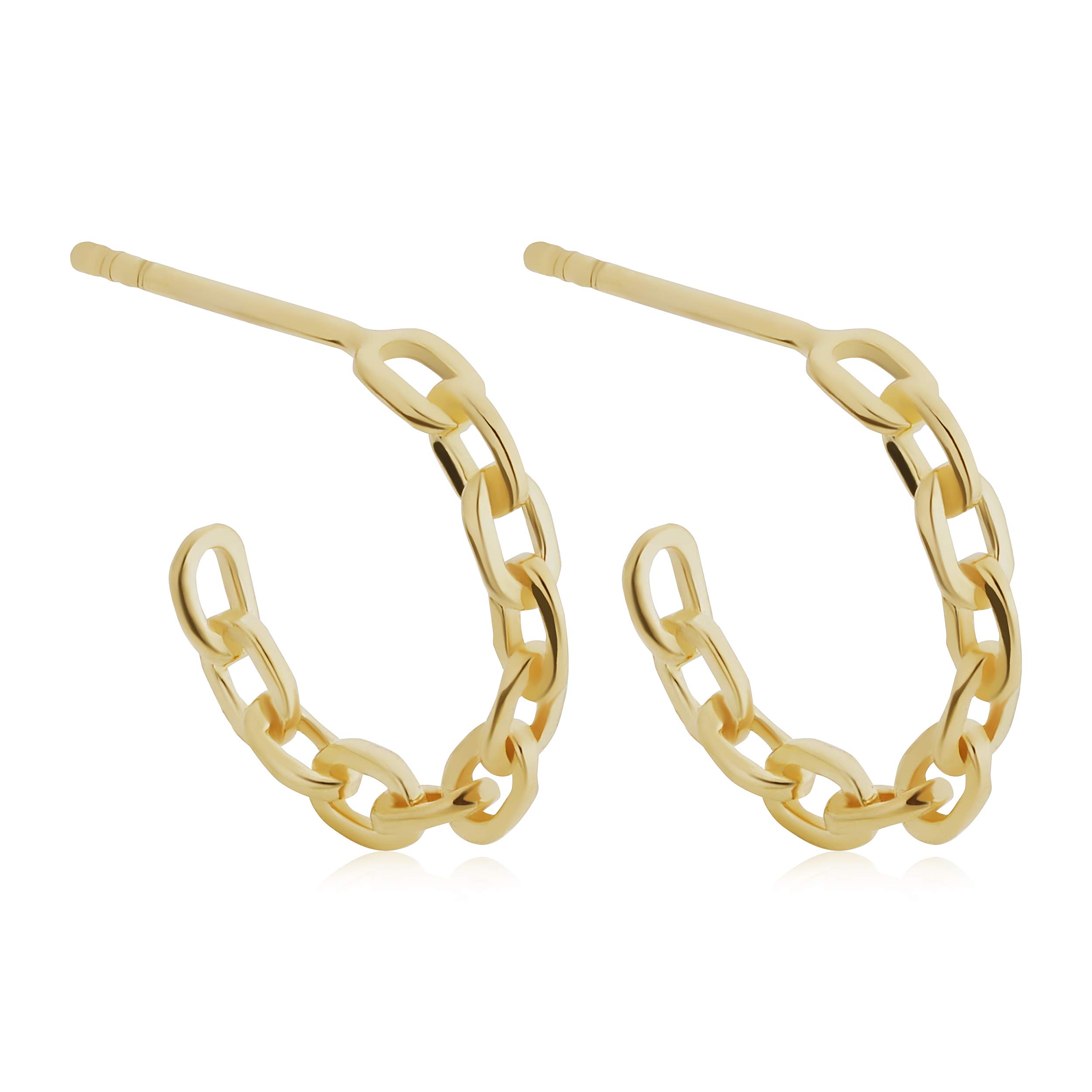10k Yellow Gold Oval Link Open Hoop Earrings for Women - Minimalist Dainty Everyday Jewelry - Perfect for Work, Date Night & Special Occasions