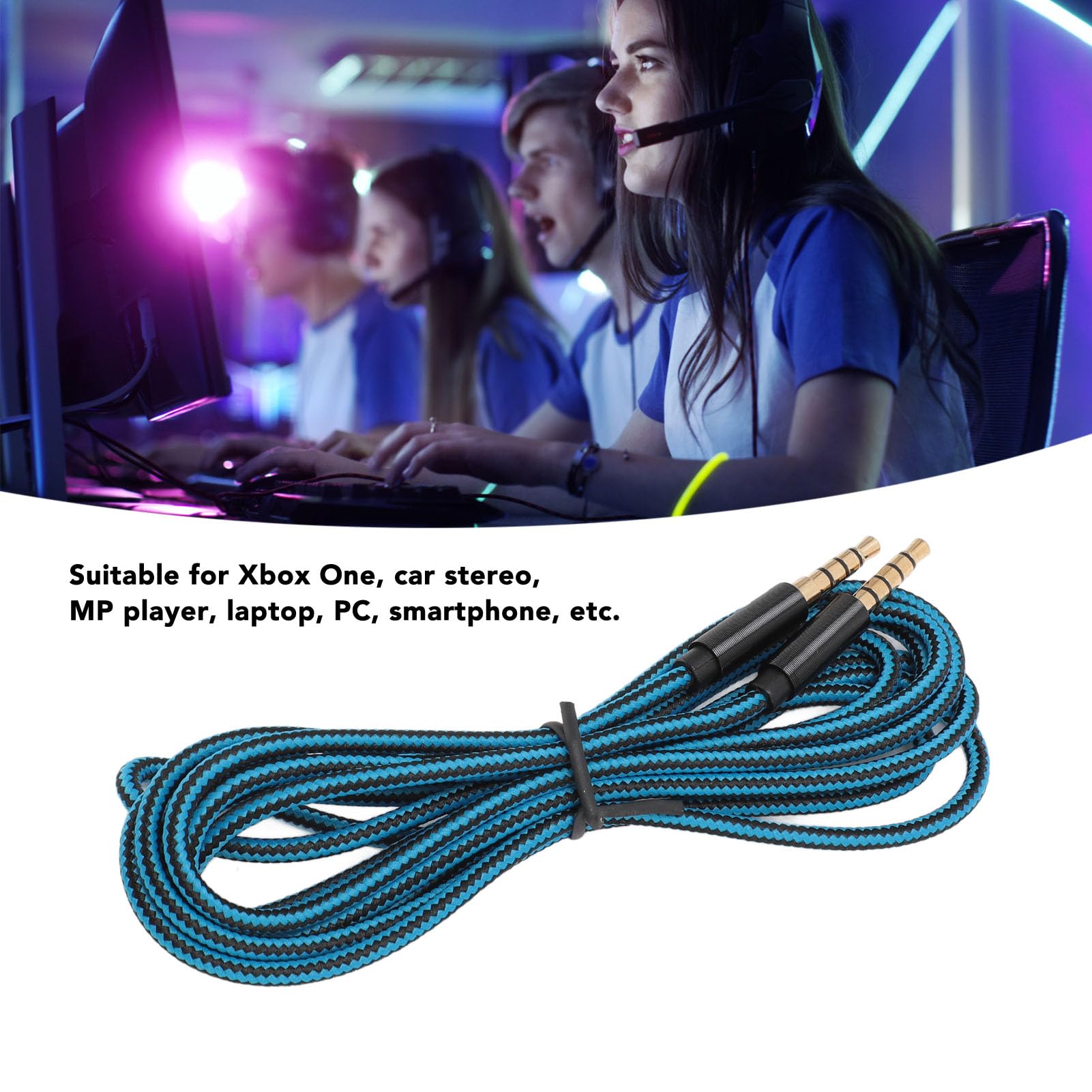Premium 3.5mm 5-Pole to 4-Pole Audio Cable for Logitech A10 A30 Gaming Headset - Gold Plated Connectors, 2m/6.6ft Length - Perfect for PC, PS4, Xbox Gaming & Home Theater Systems
