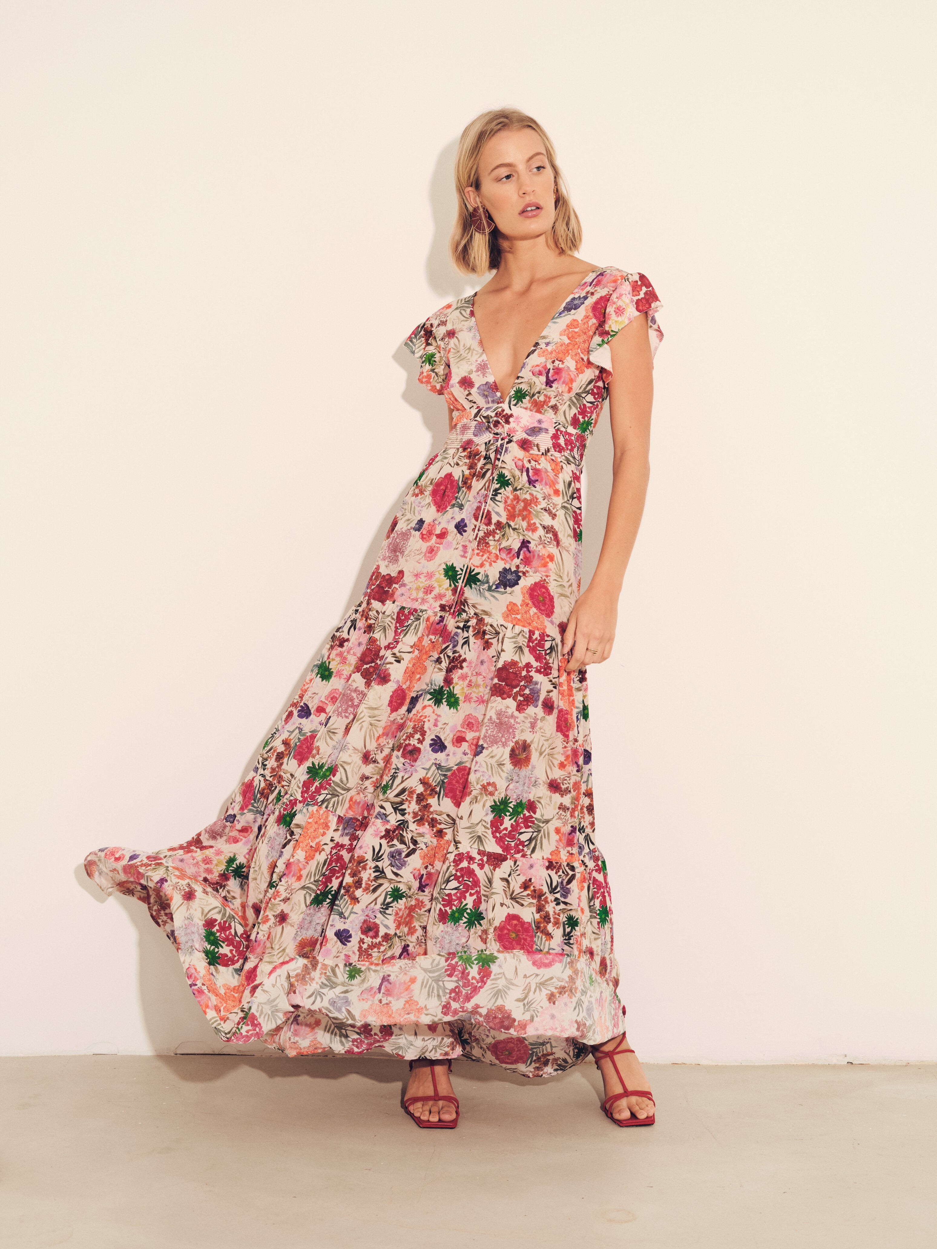 Mila Dress Size 8 - Women's Floral Summer Dress with Short Sleeves & Belt - Perfect for Beach Vacations, Weddings, and Casual Outings