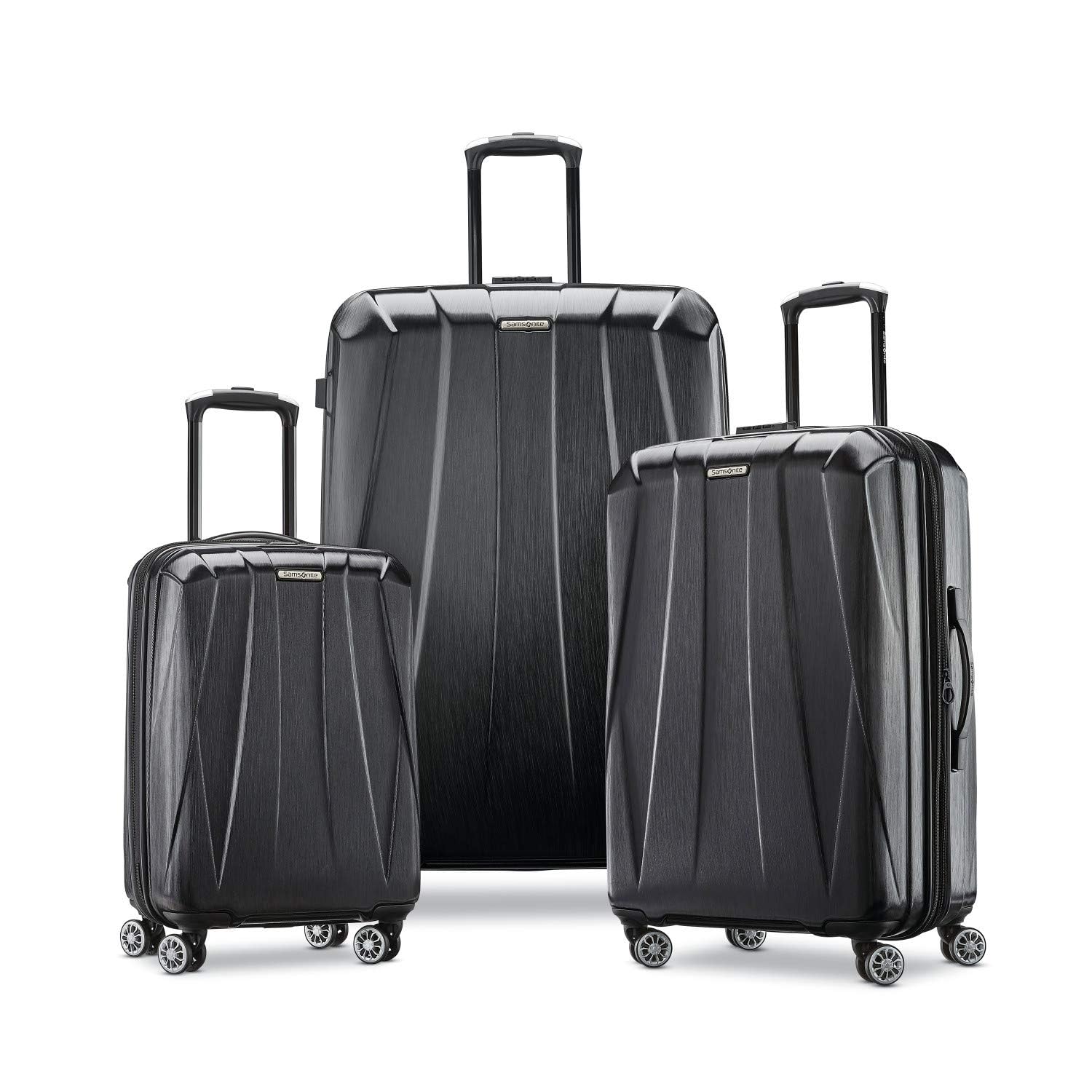 Samsonite Centric 2 Hardside Expandable Luggage Set with 360° Spinner Wheels - 3-Piece (20/24/28 Inch) Black Suitcase for Travel, Business Trips & Family Vacations